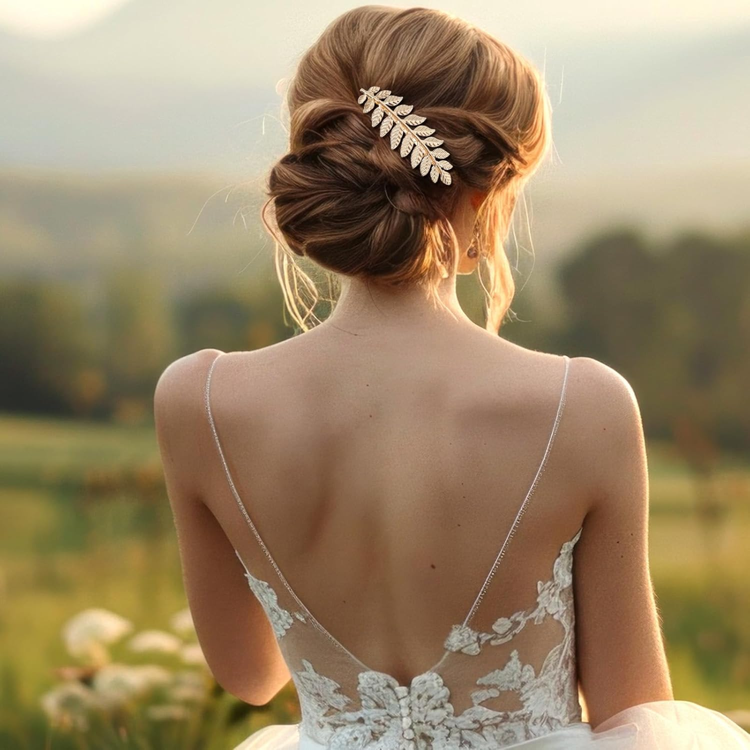 Ymapinc Rhinestone Comb Clips,6 PCS Leaf Silver Gold Hair Combs for Women,French Combs Wedding Hair Accessories for Women Gold Comb Clip for Bridal, Bridesmaid Wedding & Daily image number 2