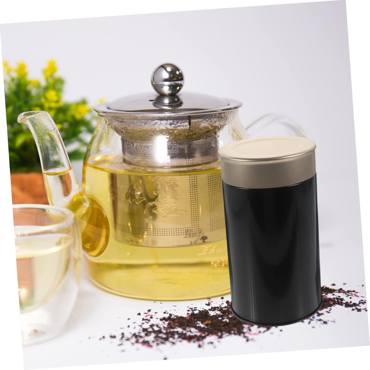 COLLBATH 6Pcs Metal Tea Tins for Loose Tea Storage Bag Organizers Fashionable Jars Portable Cover Rustproof for Home Office image number 2