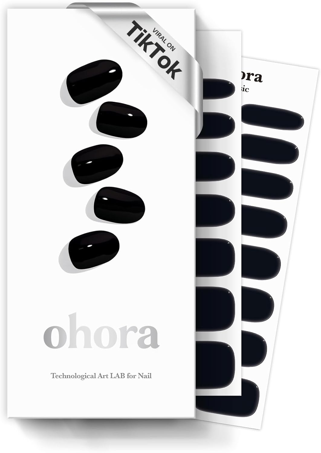 Ohora Semi Cured Gel Nail Strips (N Chilly) - Works with Any UV Nail Lamps, Salon-Quality, Long Lasting, Easy to Apply & Remove - Includes 2 Prep Pads, Nail File & Wooden Stick