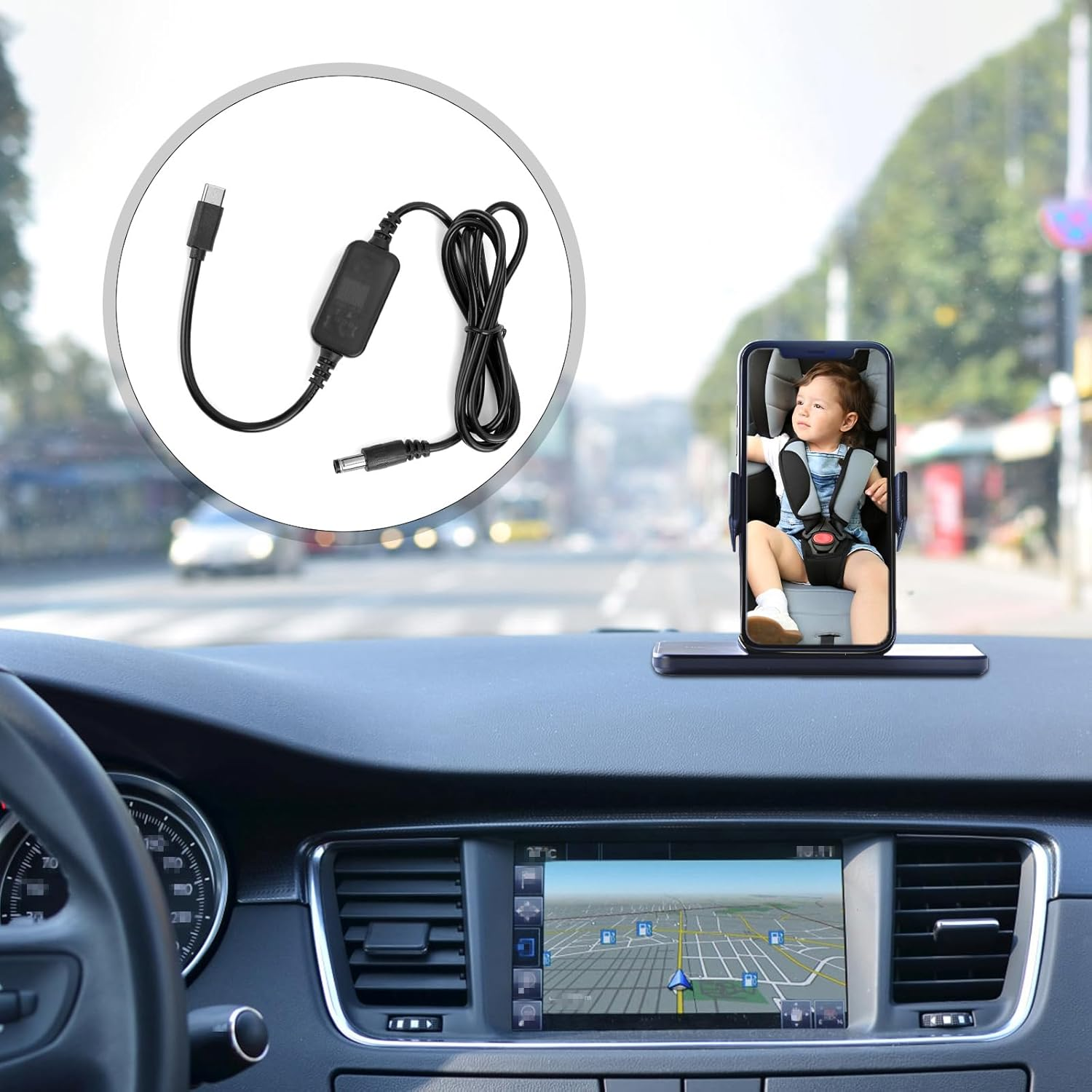 2Pcs Baby Car Camera USB Powered Adapter, DC5521 to USB C 12V Cord Cable Adapter Pragmatic Baby Car Camera Accessories for Vehicle Supports Cigarette Lighter Port Only Not Monitor image number 4