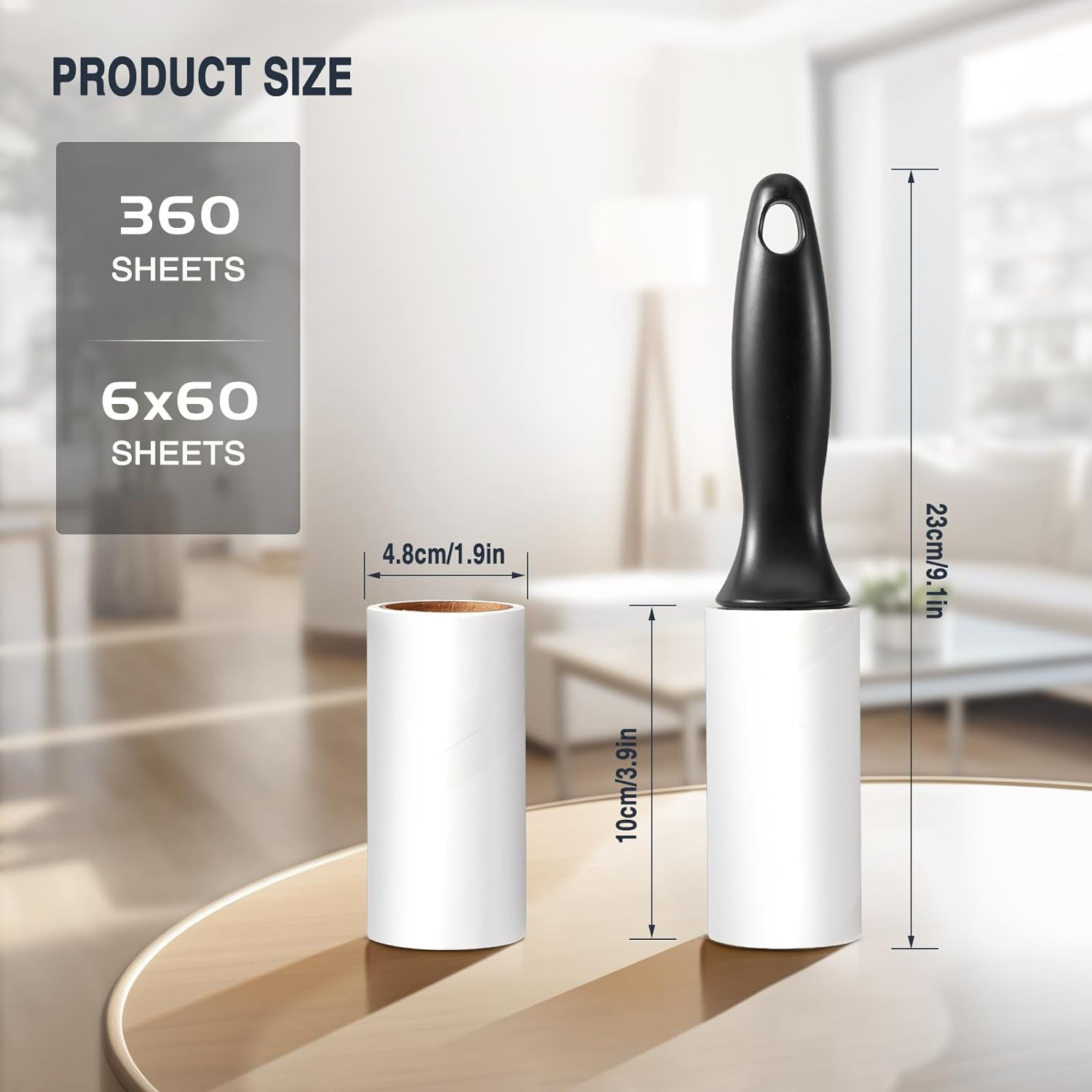 Vinabo Animal Hair Roller, Lint Brush, Animal Hair Remover Roller, 6 Rolls + 1 Handle Roller 360 Sheets Total Stick Mega Value Set, Lint Roller for Clothes, Hair, Dog Hair, Cat Hair image number 4