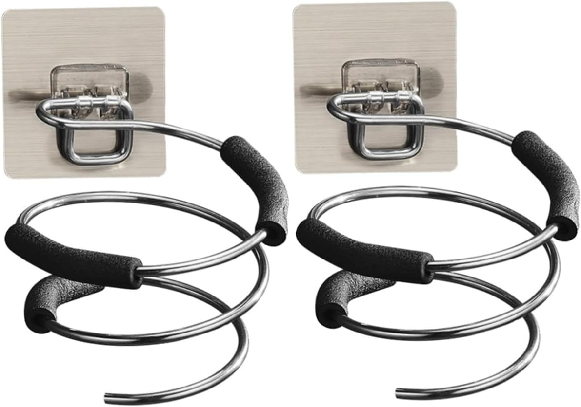 FRCOLOR 2Pcs Hair Dryer Holder Bathroom Shower Organizer Wall-Mounted Rack Space-Saving Tidy Home