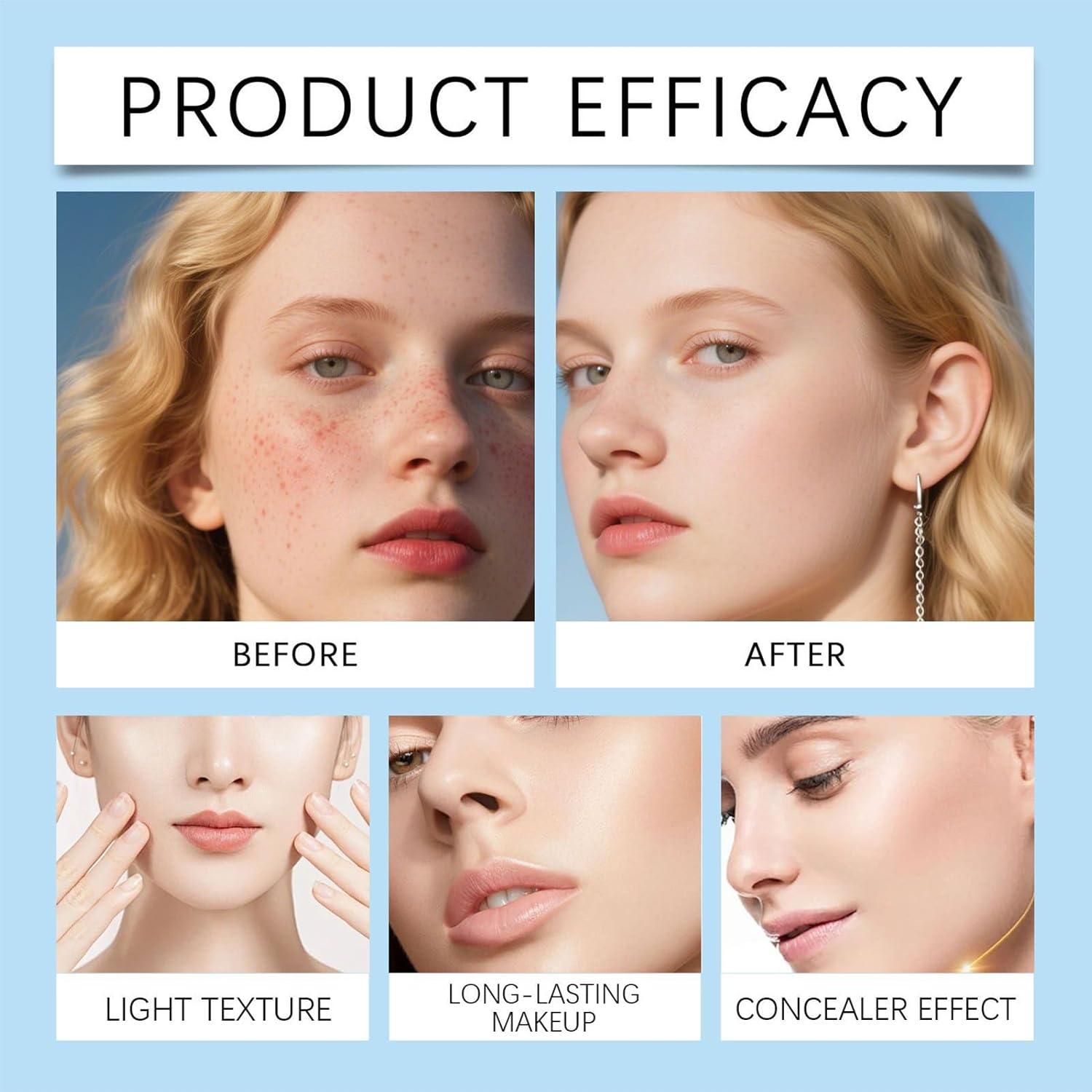 Cushion Foundation | Moisturizing Foundation Air Cushion Long-Lasting,Lightweight Beauty Cosmetics Supplies for Girlfriend Wife Daughter Sister image number 5