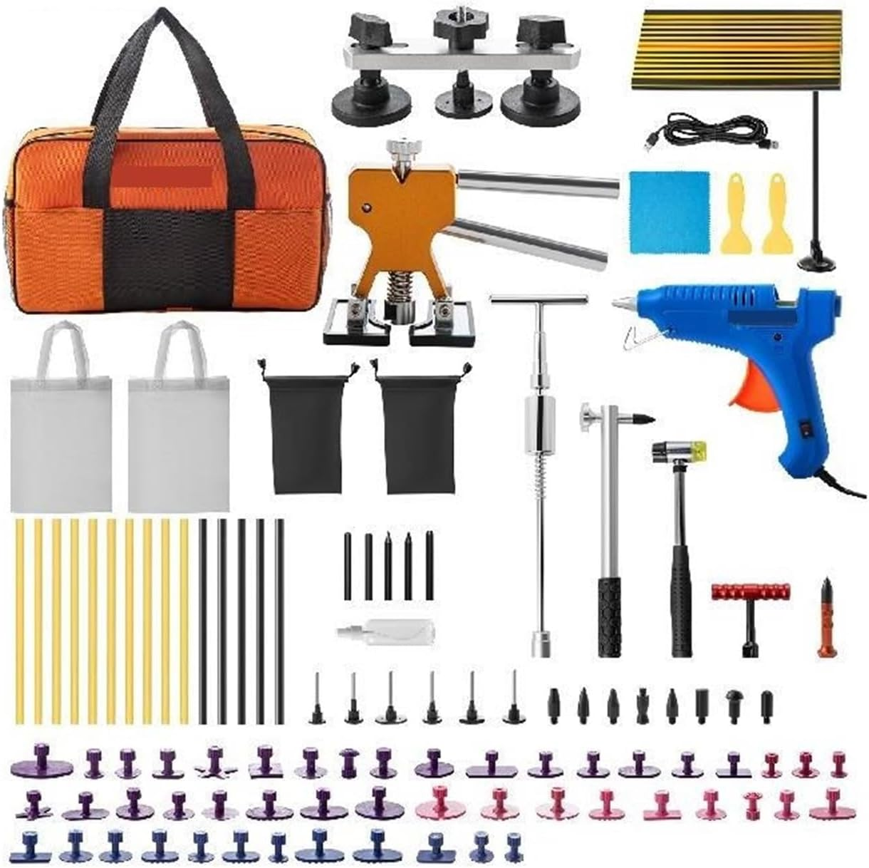 98 Pcs Dent Removal Tools Kit Protective Comprehensive Paintless Usage Application Portable Car Body Repairing Equipment image number 1
