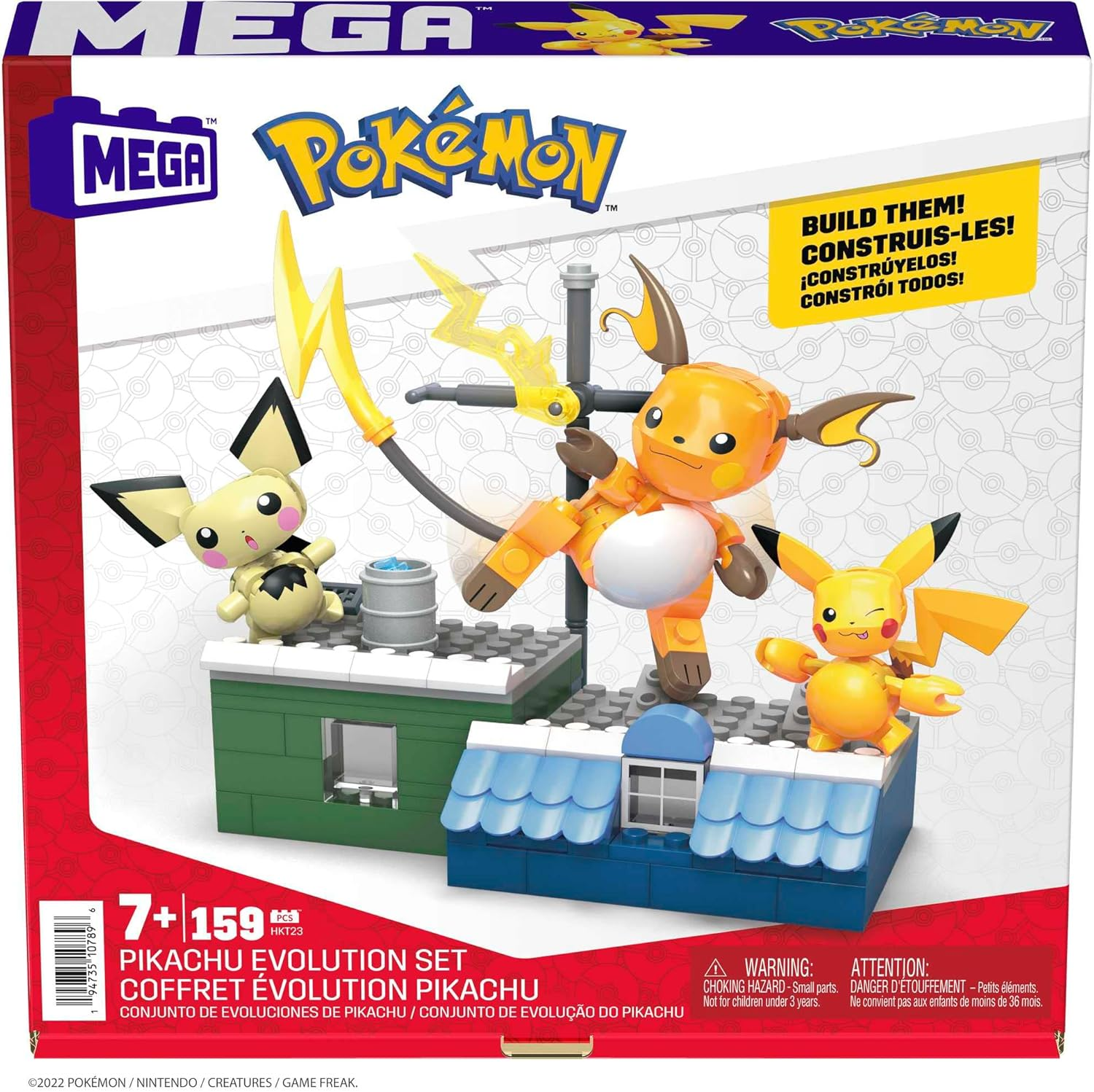 Pok&eacute;mon Pikachu HKT23 Evolution Set with Pichu, Pikachu and Raichu with Thematic Matching Environment and Battle Effect Elements for Children from 6 Years - Multicolor image number 2