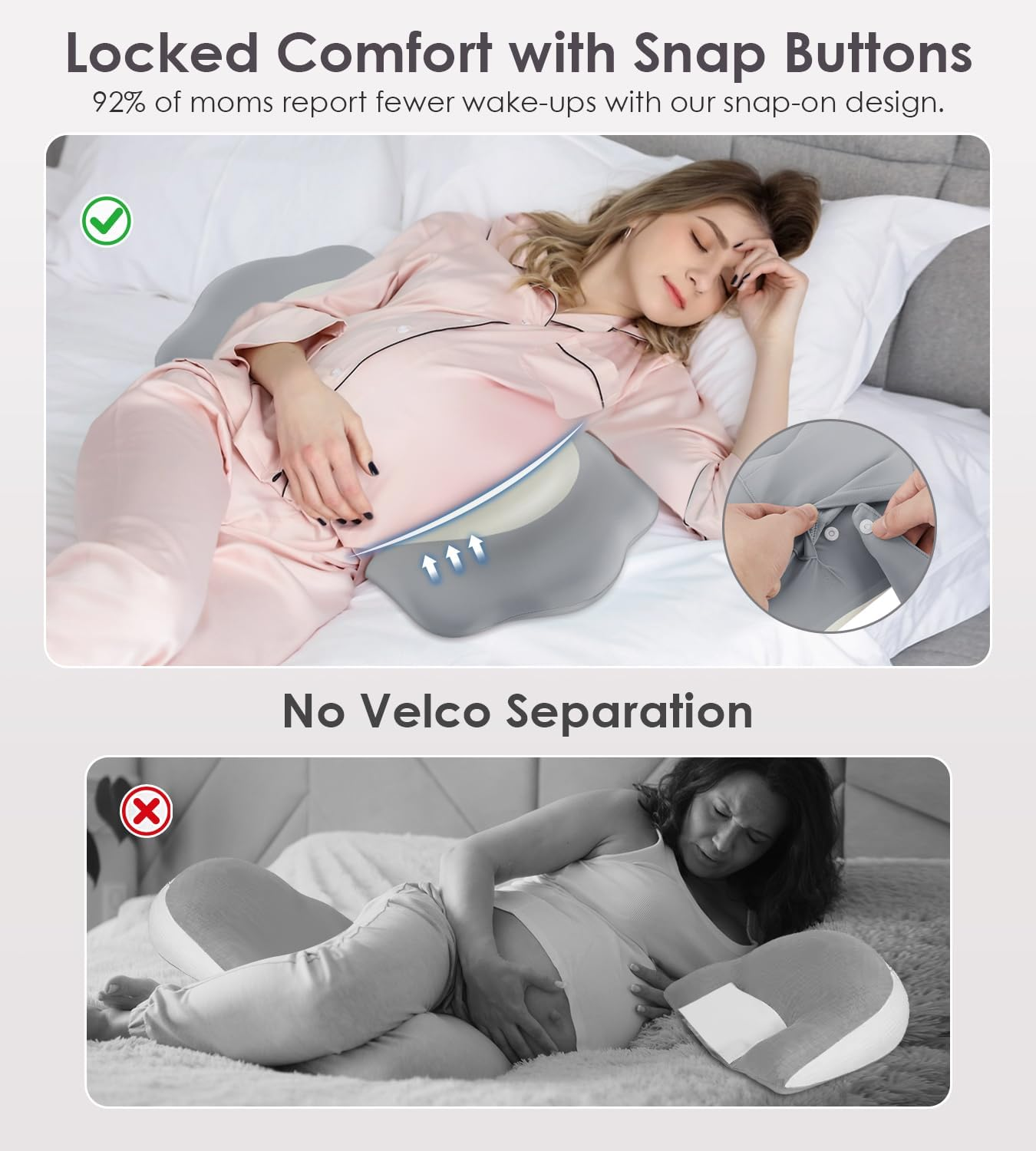Pregnancy Pillows for Sleeping, Memory Foam Maternity Pillow Support for Back Belly HIPS, Adjustable Travel Wedge Pillow for Pregnant Women, Side Sleeping Pregnant Pillows with Cooling Pillowcase image number 3