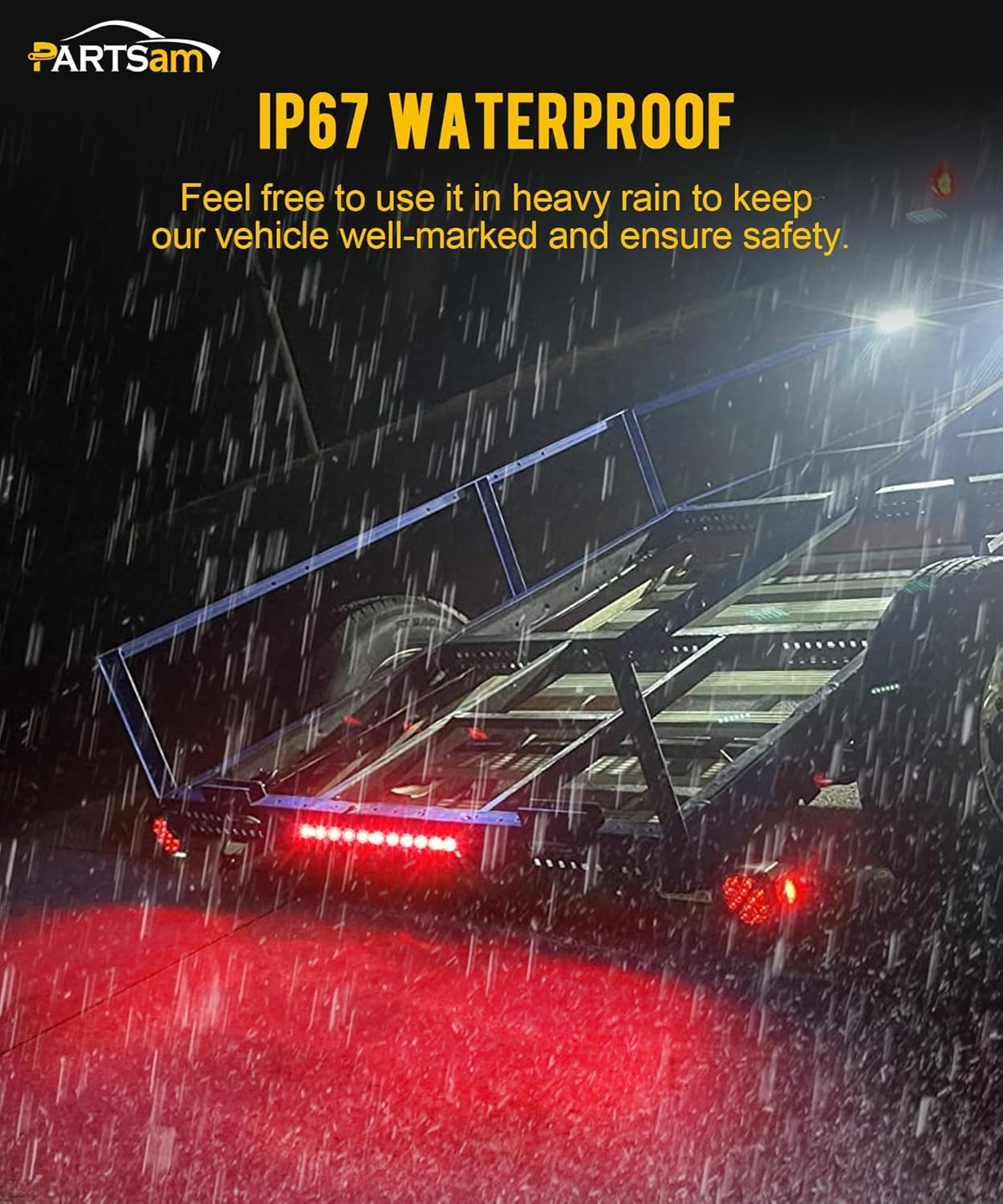 Partsam 4Pcs Red 15" Inch Sealed 11 LED Third Brake Light Bar Stop Turn Signal Tail 3Rd Brake Light ID Bar Truck Trailer RV Camper Waterproof DOT Compliant image number 4