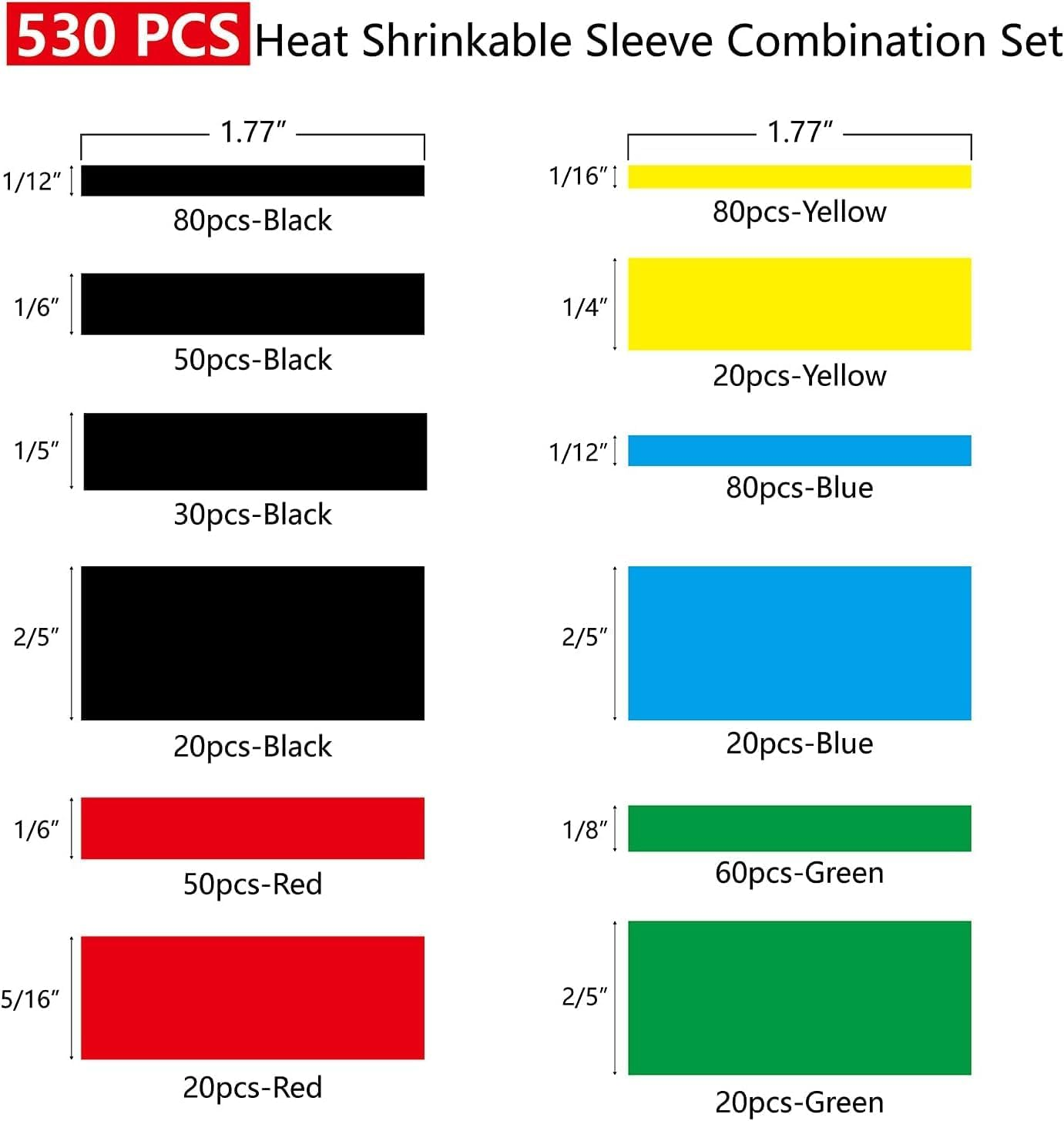 Long Leaf 530 Pcs Heat Shrink Tubing Kit,Waterproof Heat Shrink Tubes Wire Wrap,Self-Solder Wire Connectors,Multicolor Assortment Marine Grade Repair Wire Cable with Storage Case(5 Colors 12 Sizes) image number 5