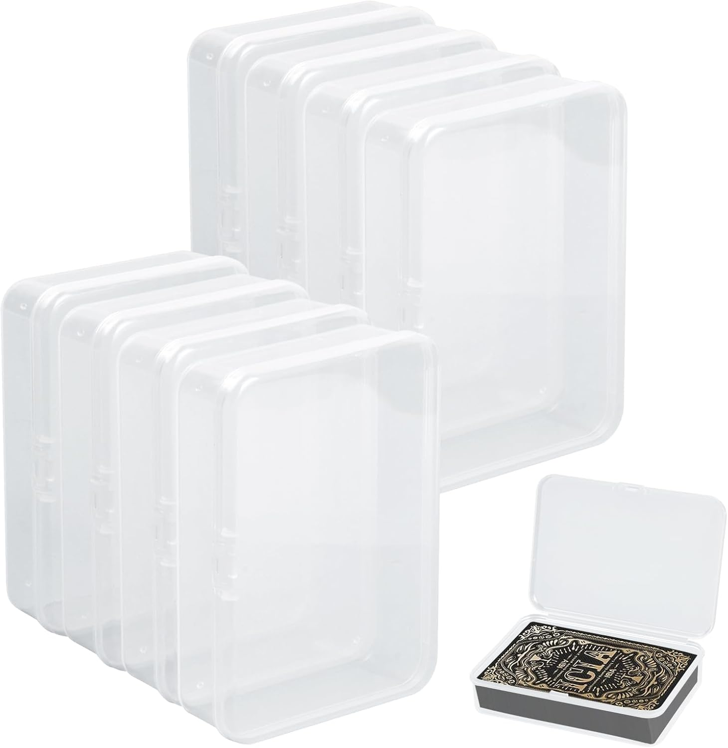 Playing Card Deck Box 8 Pieces Card Storage Organizer Plastic Storage Box, Clear Card Case for Playing Cards, Trading Card Storage Box Organizer Snap Closed, for Business Cards, Card Storage, Beads image number 6