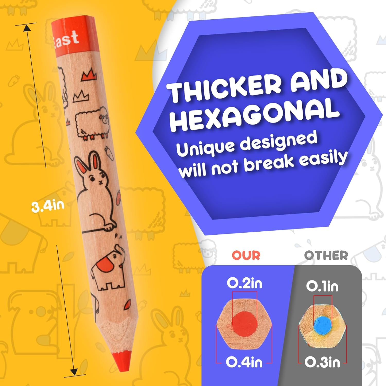 Theast 24 Short Colored Pencils, Cute Animal Pencils for Kids Ages 3-12, Preschool Pencil with Sharpener, Toddler Coloring Pencils Set, Pre-Sharpened(2 Sets of 12) image number 5