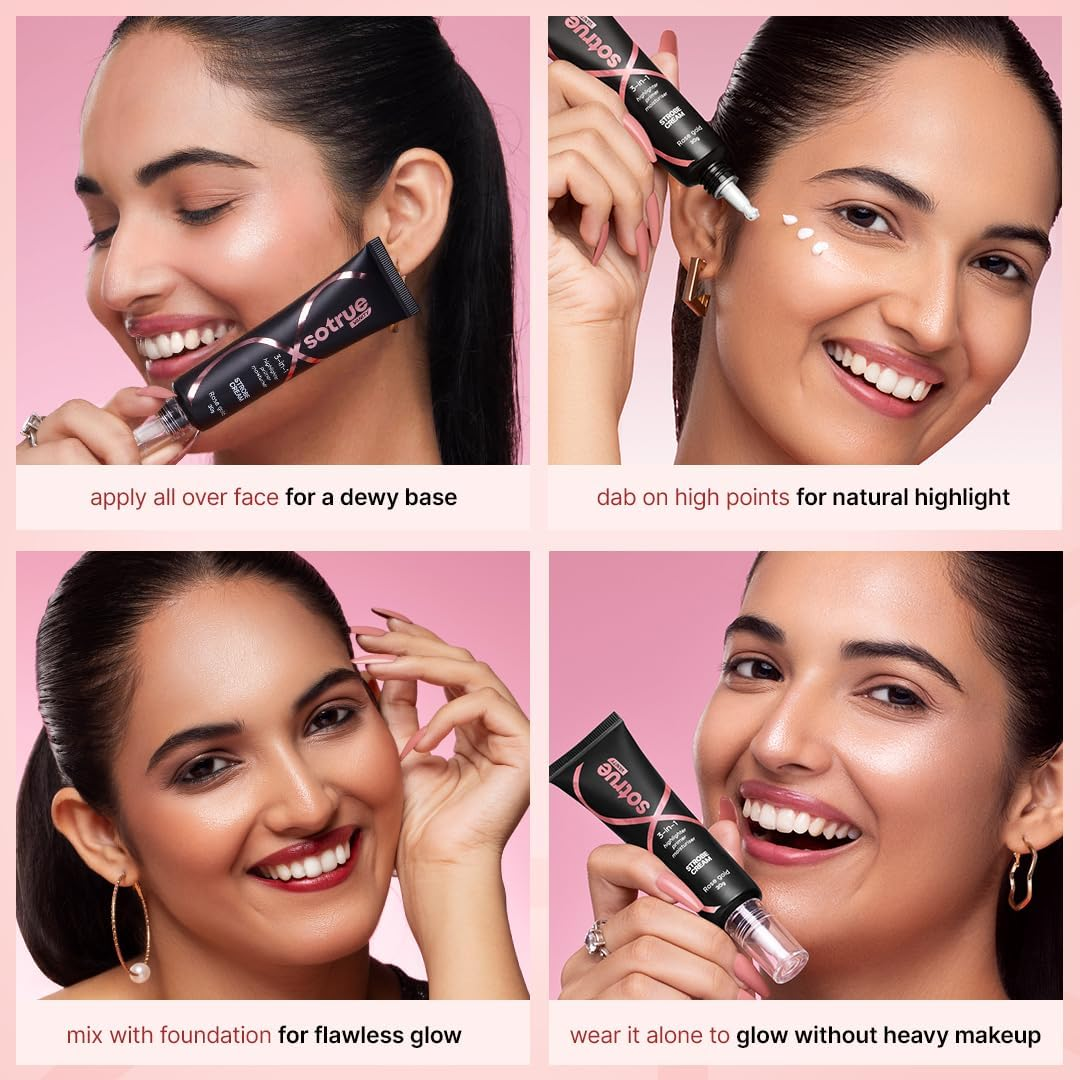 Sotrue Strobe Cream Rose Gold for Face Radiance, Multipurpose Strobe Cream, Dewy Glazed Instant Glow, Highlighter for Face, Boosts Hydration - for All Skin Types image number 2