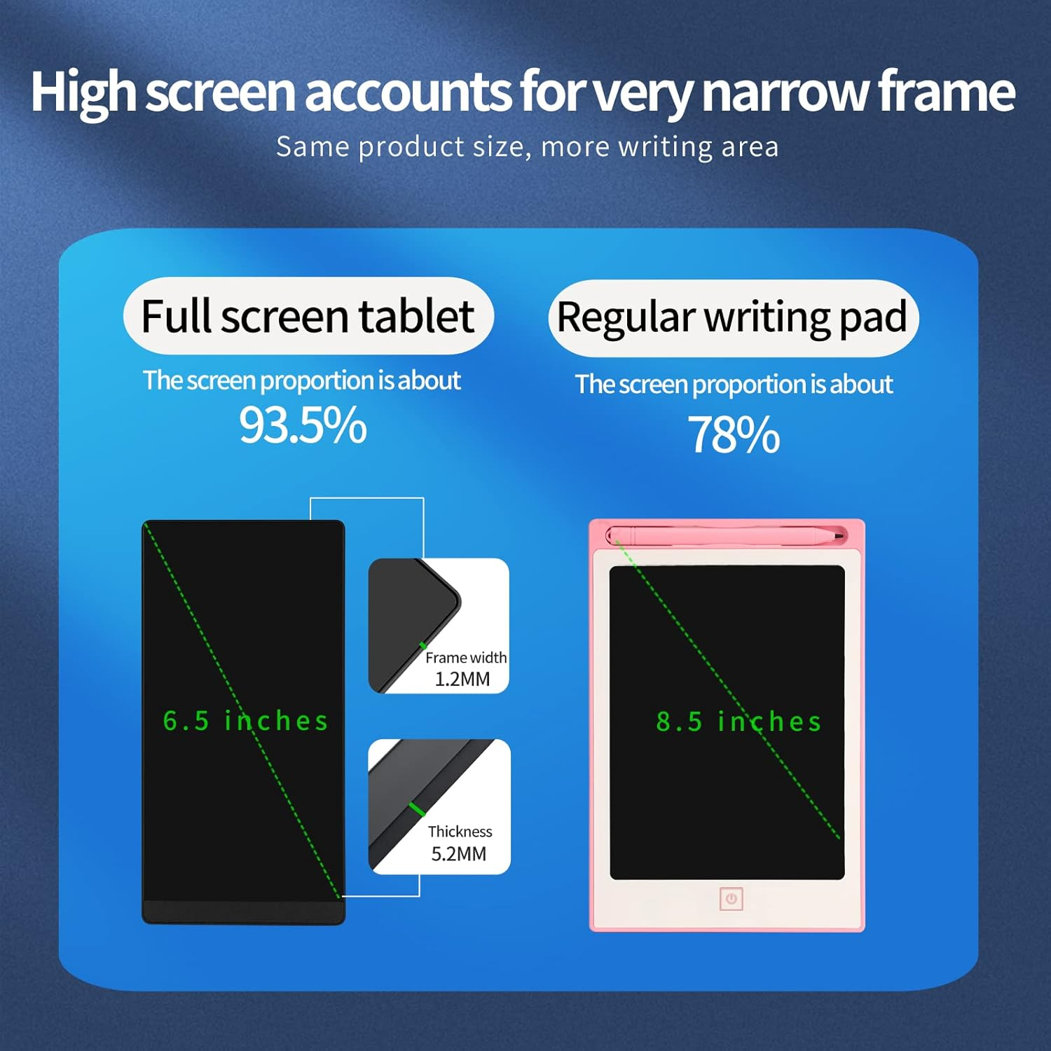 Amoretti Sonnet Mini LCD Writing Tablet, 6.5In Erasable Reusable Electronic Drawing Pads, Electronic Scratchpad for Kids and Adults. Black image number 1