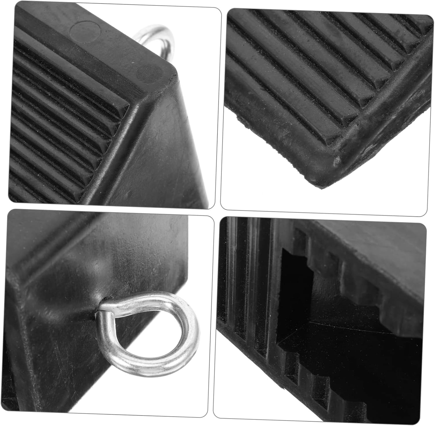 DEARMAMY Vehicle Wheel Chocks Portable Non-Slip Rubber Tire Stoppers 16X9X9Cm Triangular Anti-Skid Wheel Blocks for Car Trailer Ramps Safety image number 2