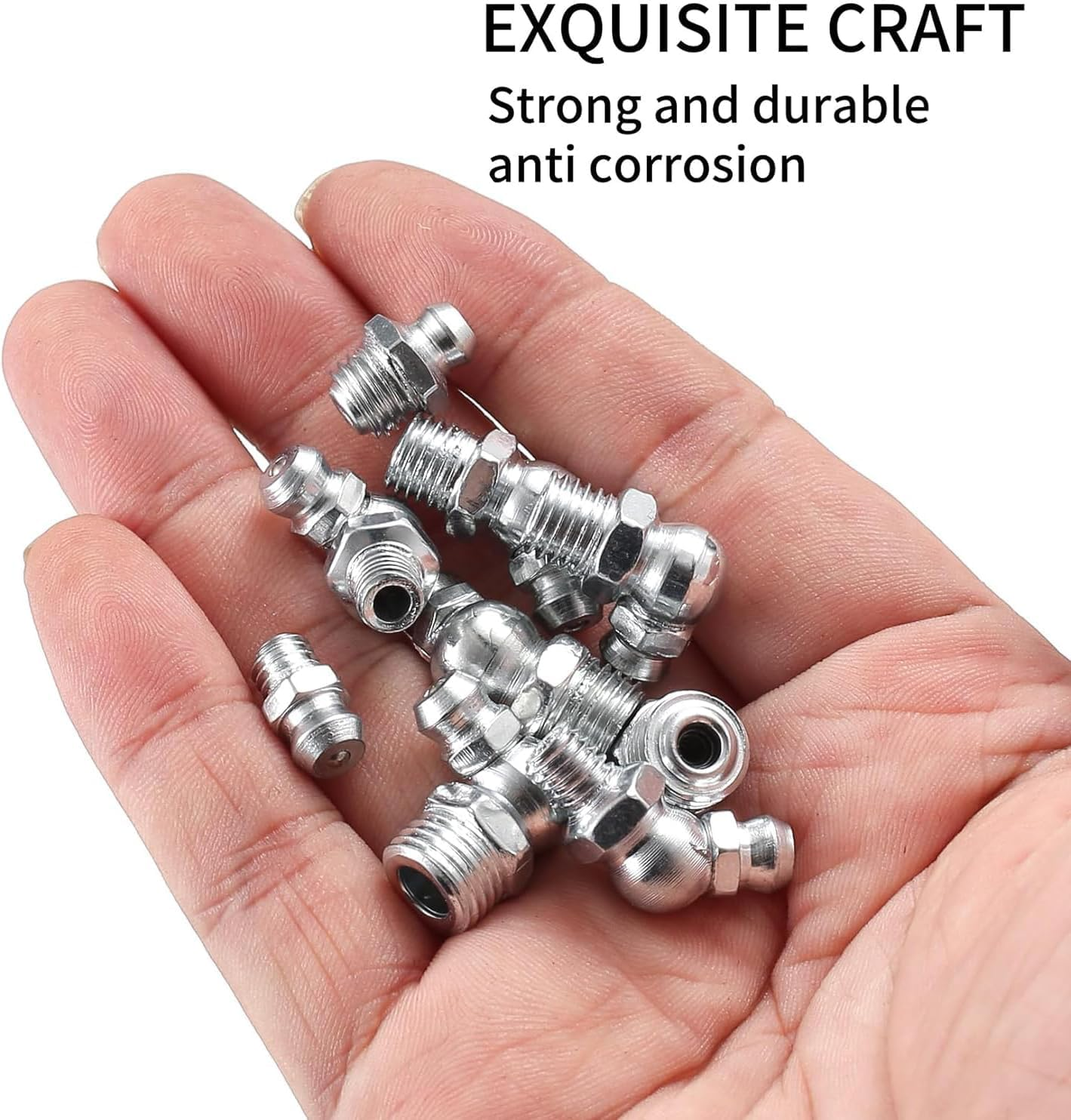 Metric Grease Fittings Kit, 60 Pcs Hydraulic Grease Zerk Assortment Kit, 45 90 Degree Grease Gun Fittings, M6 M8 M10 Straight and Angled Grease Zerk Kit for Grease Guns Mechanical Lubrication