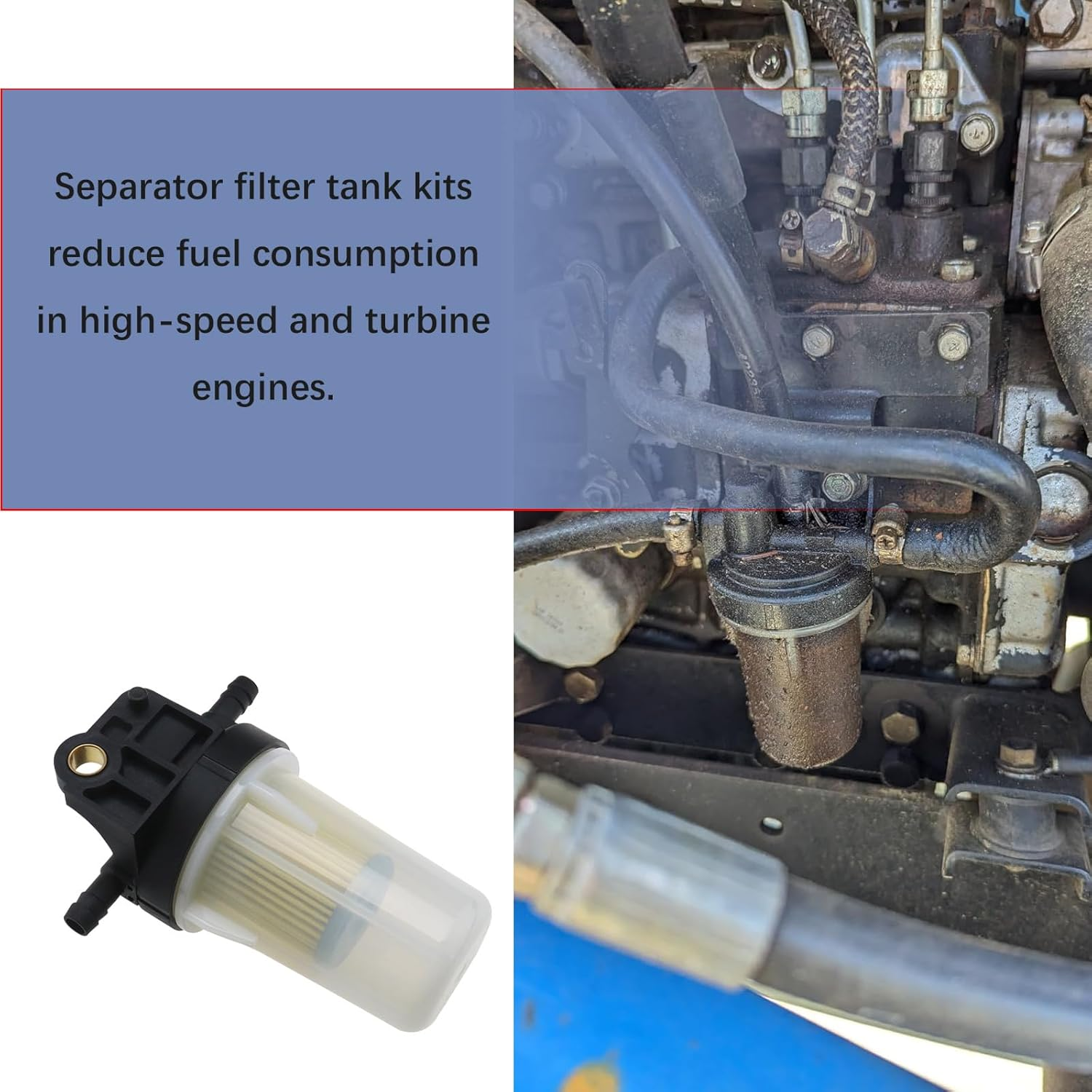 Emagtech Fuel Filter Compatible with Kubota 6A320-58862 Engine Fuel Water Separator Assembly for B7510/B7610/B7800/B2320/B2620/B2920/B3000 image number 1