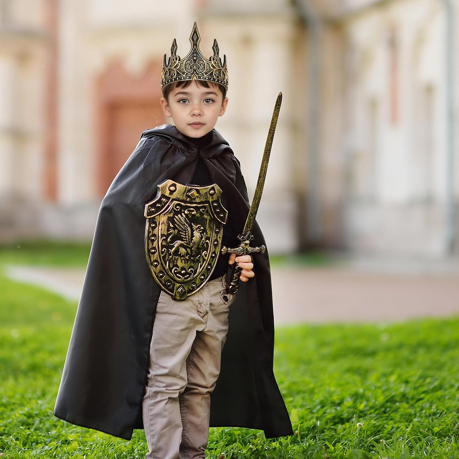 OJIOUI 1Pcs King Crown Props Adjustable Royal Crown Medieval King Costume Accessories for Halloween Cosplay image number 6