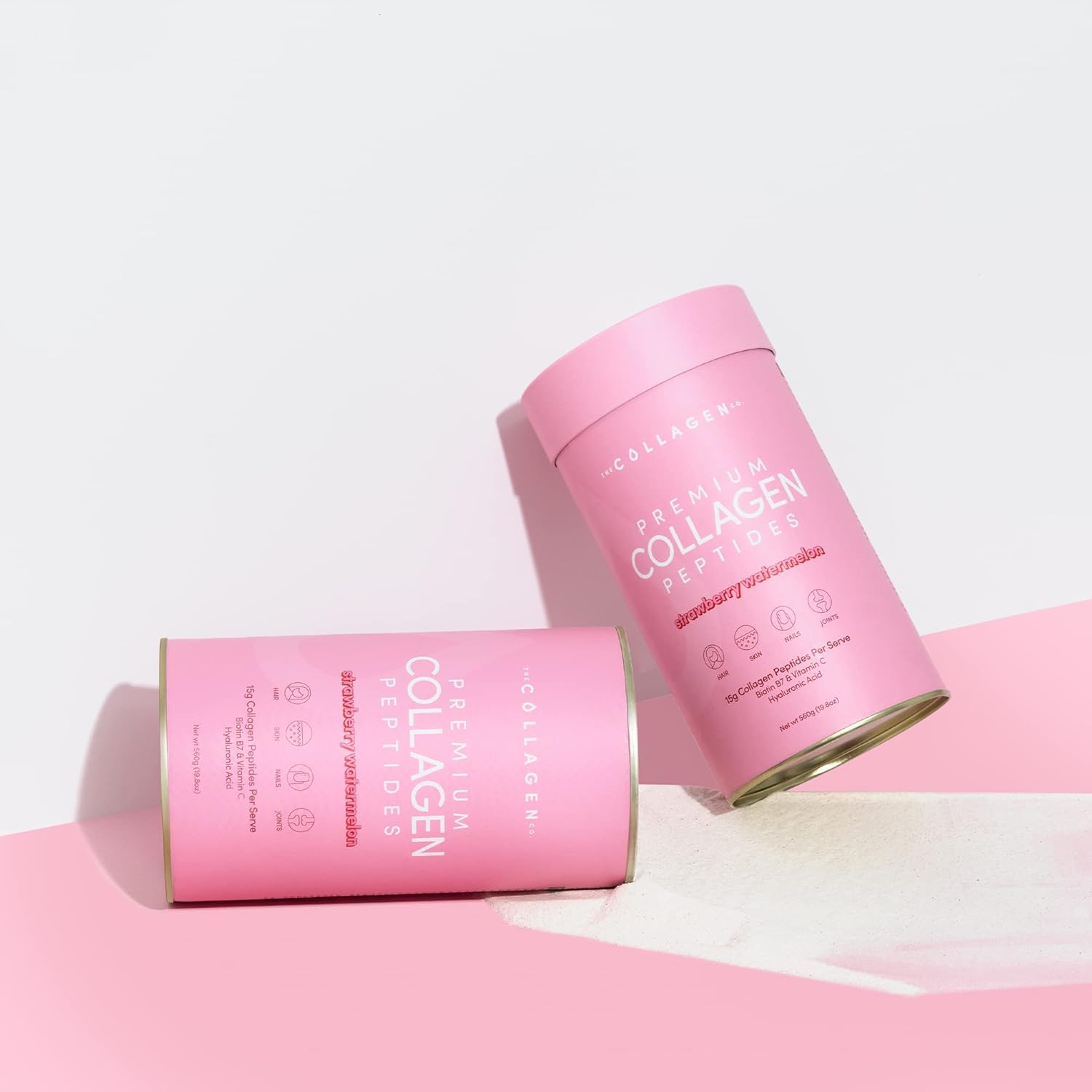 The Collagen Co. Premium Collagen Powder with Vitamin C and Biotin - Nurtures Healthy Hair, Glow Skin, Fortifies Joints, and Bones - Strawberry Watermelon Collagen in a 28-Serve Loose Powder (560G) image number 4