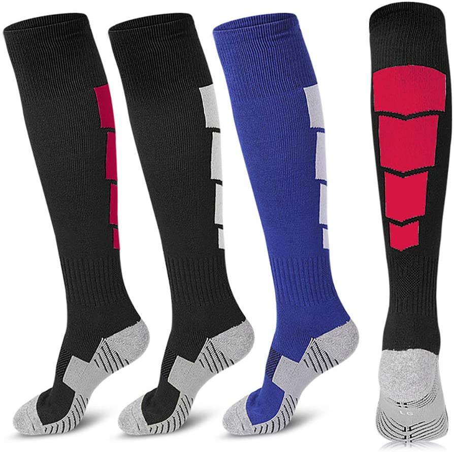 3 Pairs Soccer Socks, Sport Knee High Socks over the Calf Compression Athletic Socks for Mens and Women Running & Training Football Thickening Keep Warm Sock image number 5
