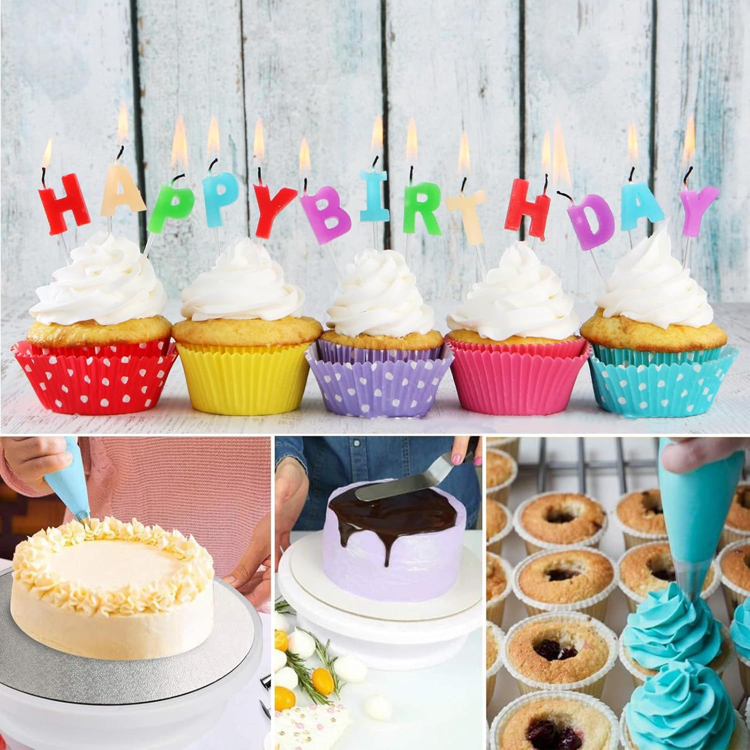 BSITSSS Icing Nozzle Set, 13 Pieces Icing Bags with Nozzles, Flower Nozzles Adapter, Silicone Piping Bag for Cupcake Decoration Cakes