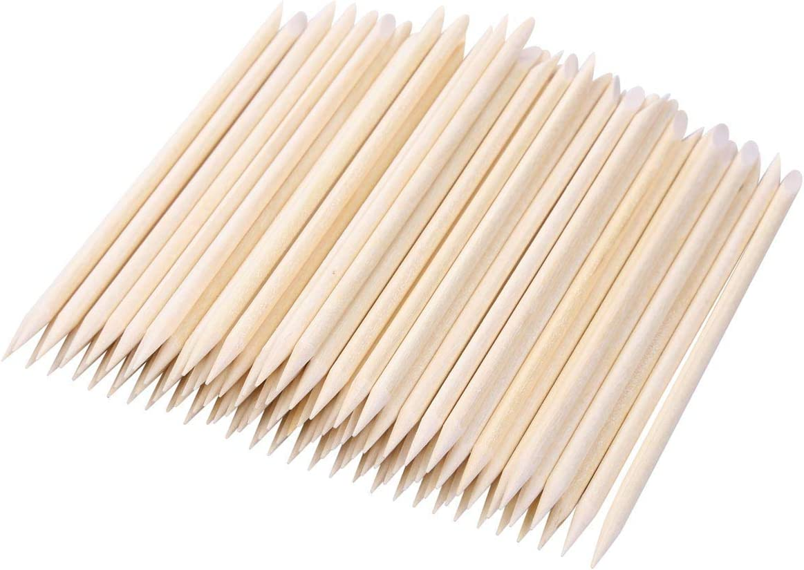 300 Count Orange Wood Stick 4.5 Inch Cuticle Pusher Remover Orangewood Cuticle Sticks Nail Art Manicure Pedicure Sticks Orange Sticks for Nails