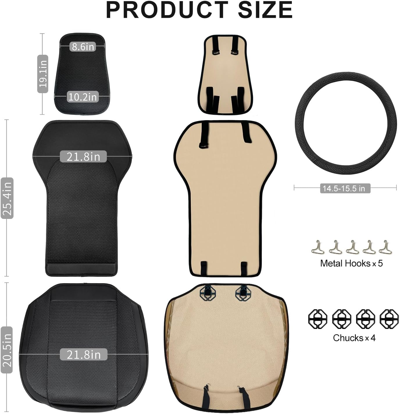 Qinlive Breathable Cool Ice Silk Cooling Seat Covers Fit Four Seasons, Universal Front of Car Seat Cushions Black image number 6