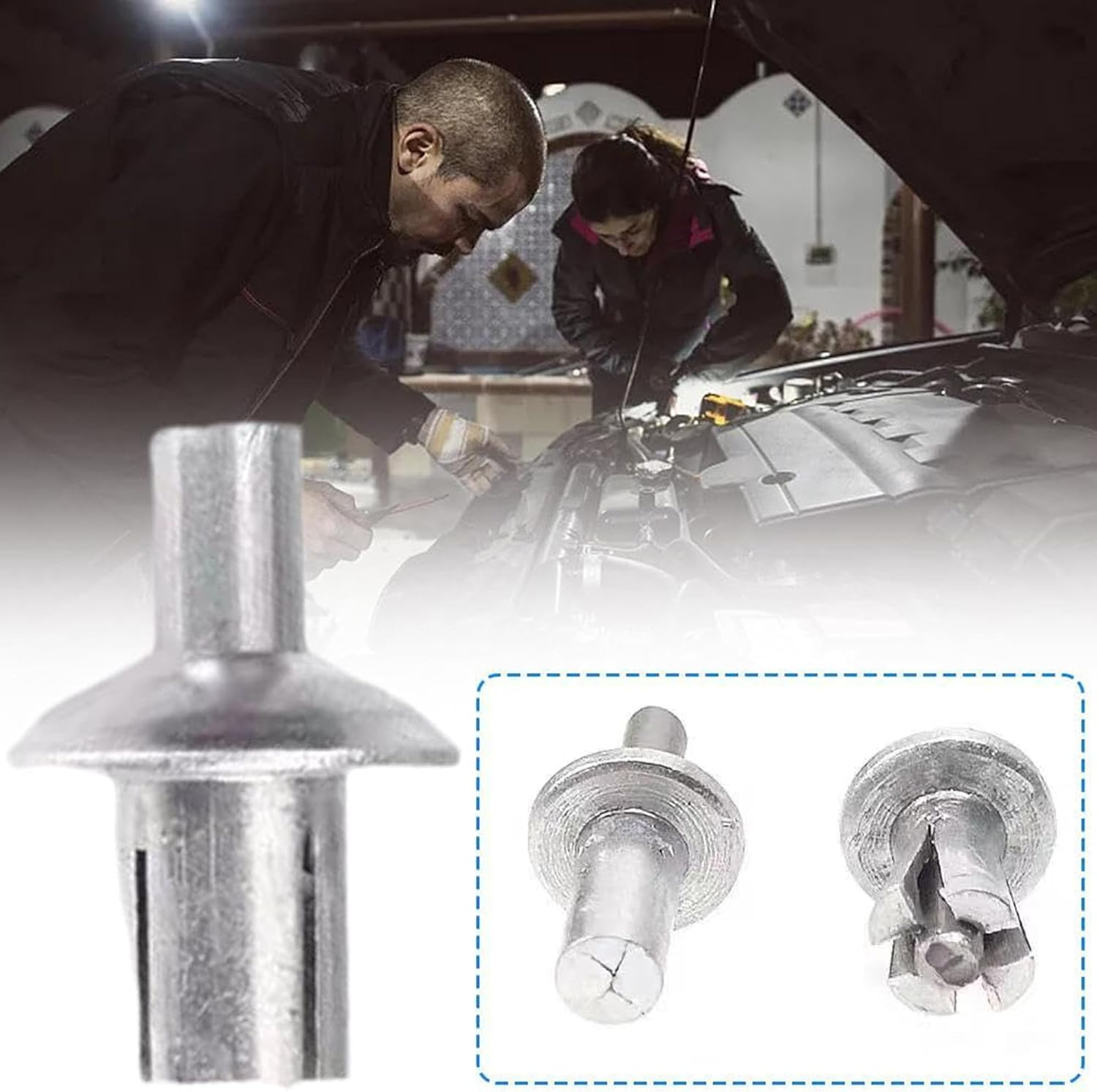 Aluminum Blind Rivet,Pop Rivets Core Pulling Rivets,Half round Head Hammer Drive Blind Rivets, Aluminum Core Rivets, Knock Type Expansion Rivets for Indoor Outdoor Electronic Equipment (100, Silver) image number 6