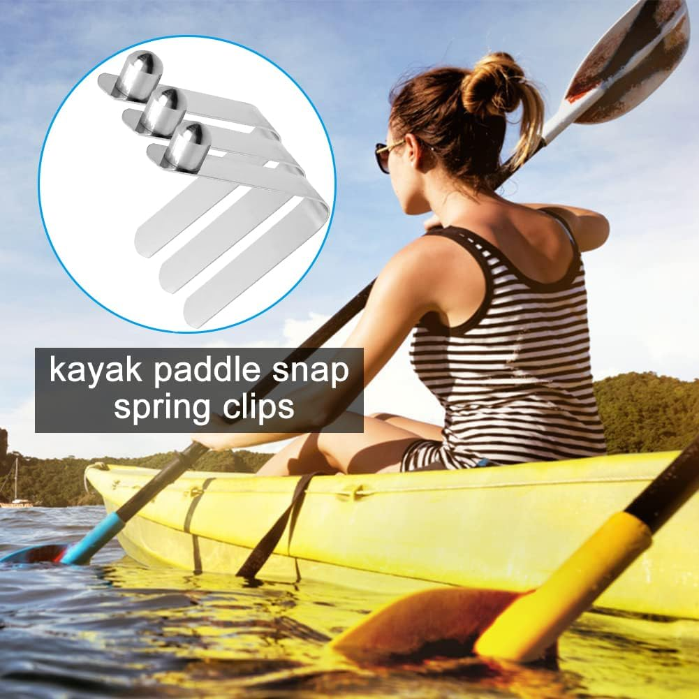 Stainless Kayak Paddle Spring Snaps, 9.5X6Mm Pole Push Button Spring Clips Steel Solid Button Locking Tube Single Pin for Outdoor Camping Awning Tent Pole Replacement Accessories 8 Pack