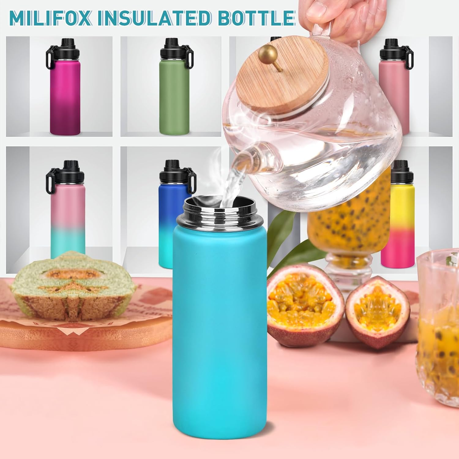 Milifox Insulated Water Bottle Stainless Steel Water Bottle with Double Wall Vacuum Wide Mouth Leakproof BPA Free Keeps Cold and Hot 500ML image number 5