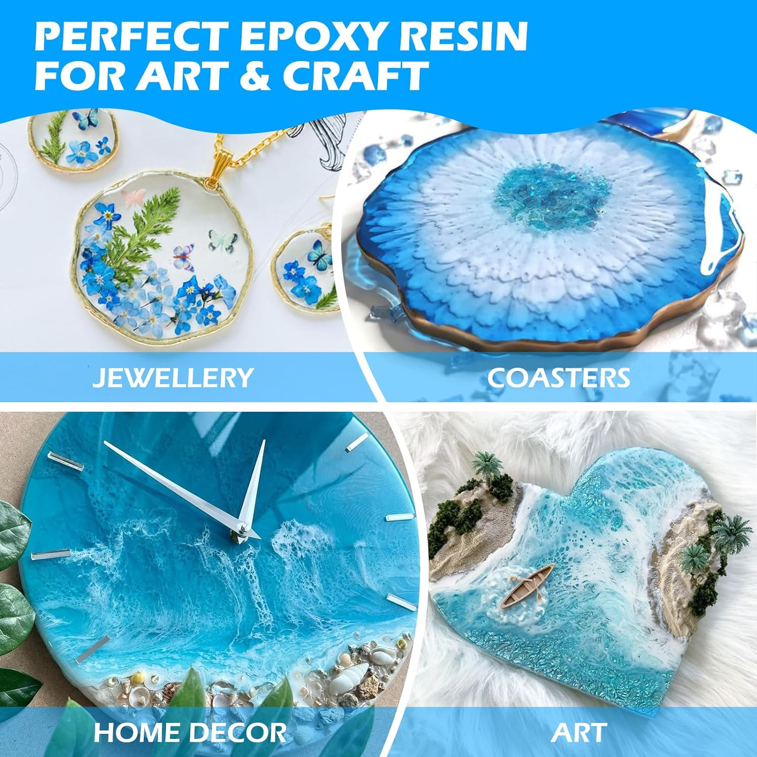 Epoxy Resin Crystal Clear Kit, 32Oz/950Ml Casting Resin for Jewellery DIY Resin Coating Easy Cast Epoxy, with Instructions/Bonus Sticks/Graduated Cups/Beak Cover/Dropper/Gloves image number 1