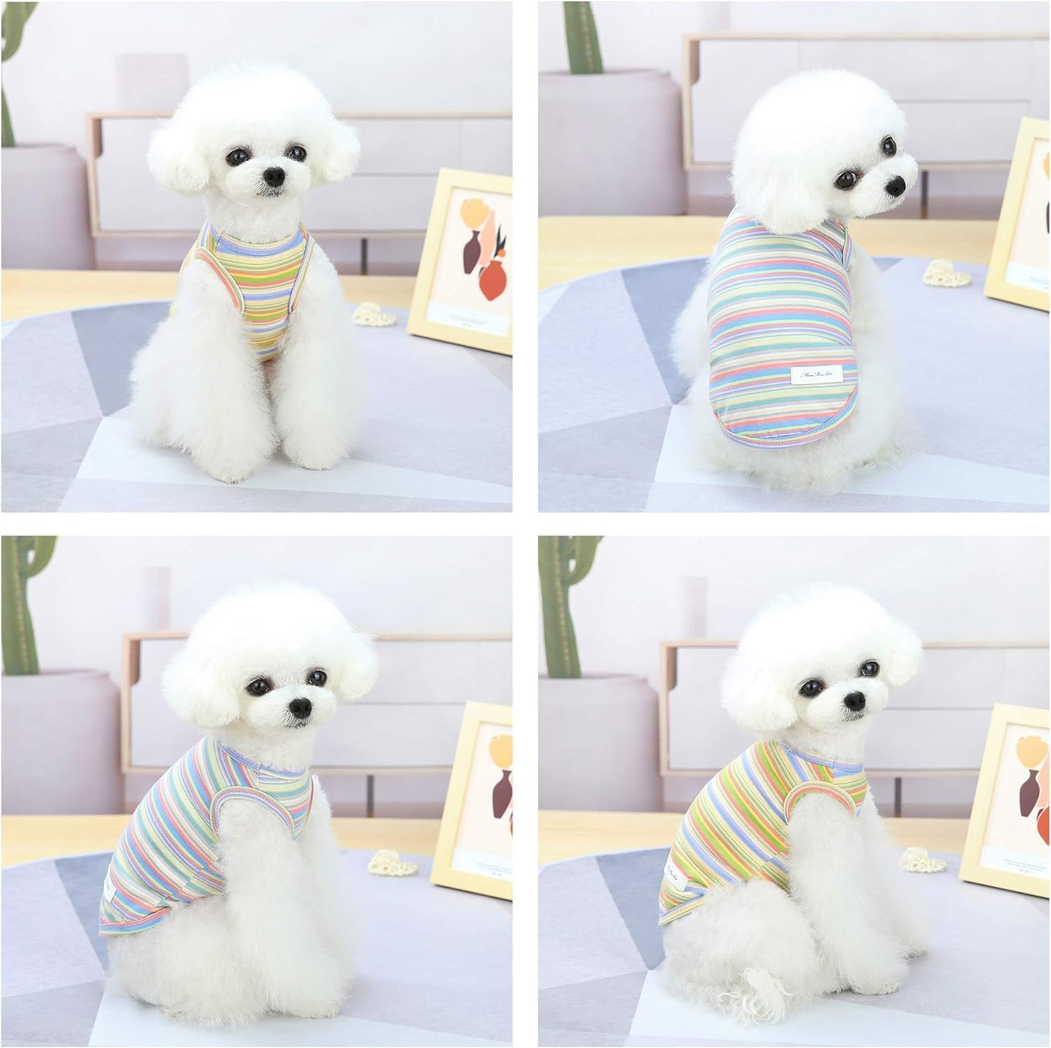 YAODHAOD Dog Striped T-Shirt, Summer Breathable Cotton Shirts, Dog Soft Tank Top Sleeveless Vest Dog Tee Shirt for Small Medium Dog Cat Clothes (2Pack) (Medium) image number 3