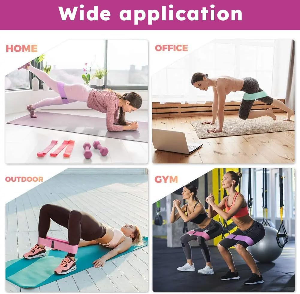 Exercise Bands Resistance,Resistance Bands for Legs and Butt, Fabric Exercise Loop Bands Yoga, Pilates, Rehab, Fitness and Home Workout, Strength Bands for Booty image number 3