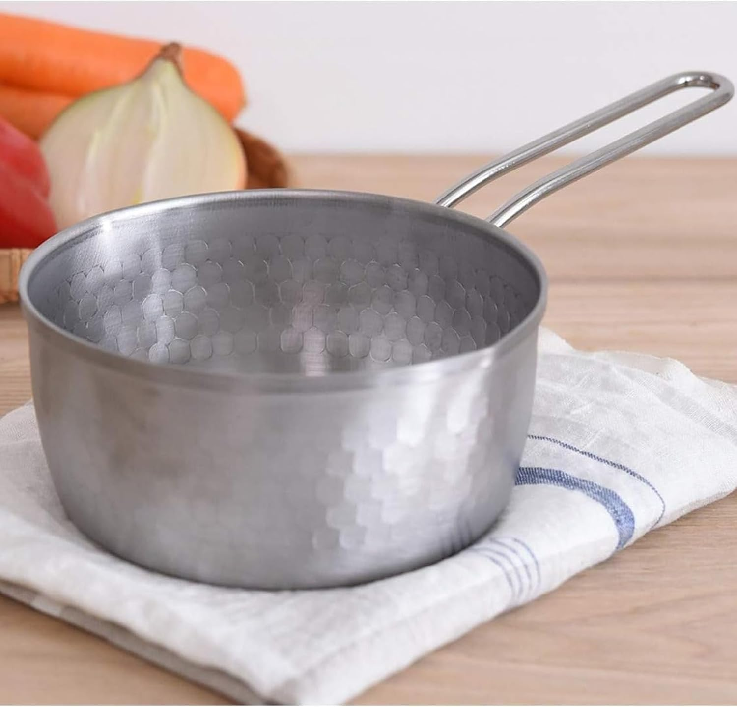 Ernest A-77454 Tsubame Sanjo Snow Flat Pot (One-Handed Pot), Induction/Dishwasher Safe, 5.9 Inches (15 Cm), Stainless Steel (Rust Resistant), Hammered (Resistant to Deformation/Increased image number 1