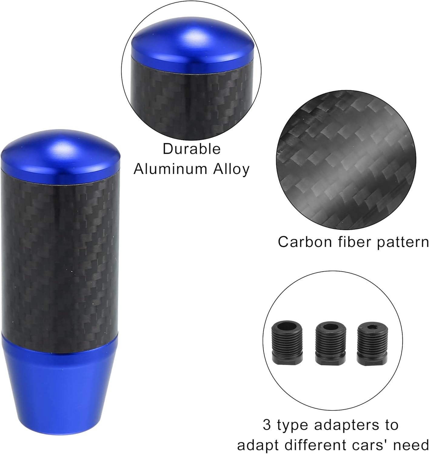 X AUTOHAUX Automatic Manual Gear Stick Shift Knob Transmission Gear Lever Stick Shifter Handle Carbon Fiber Pattern Blue