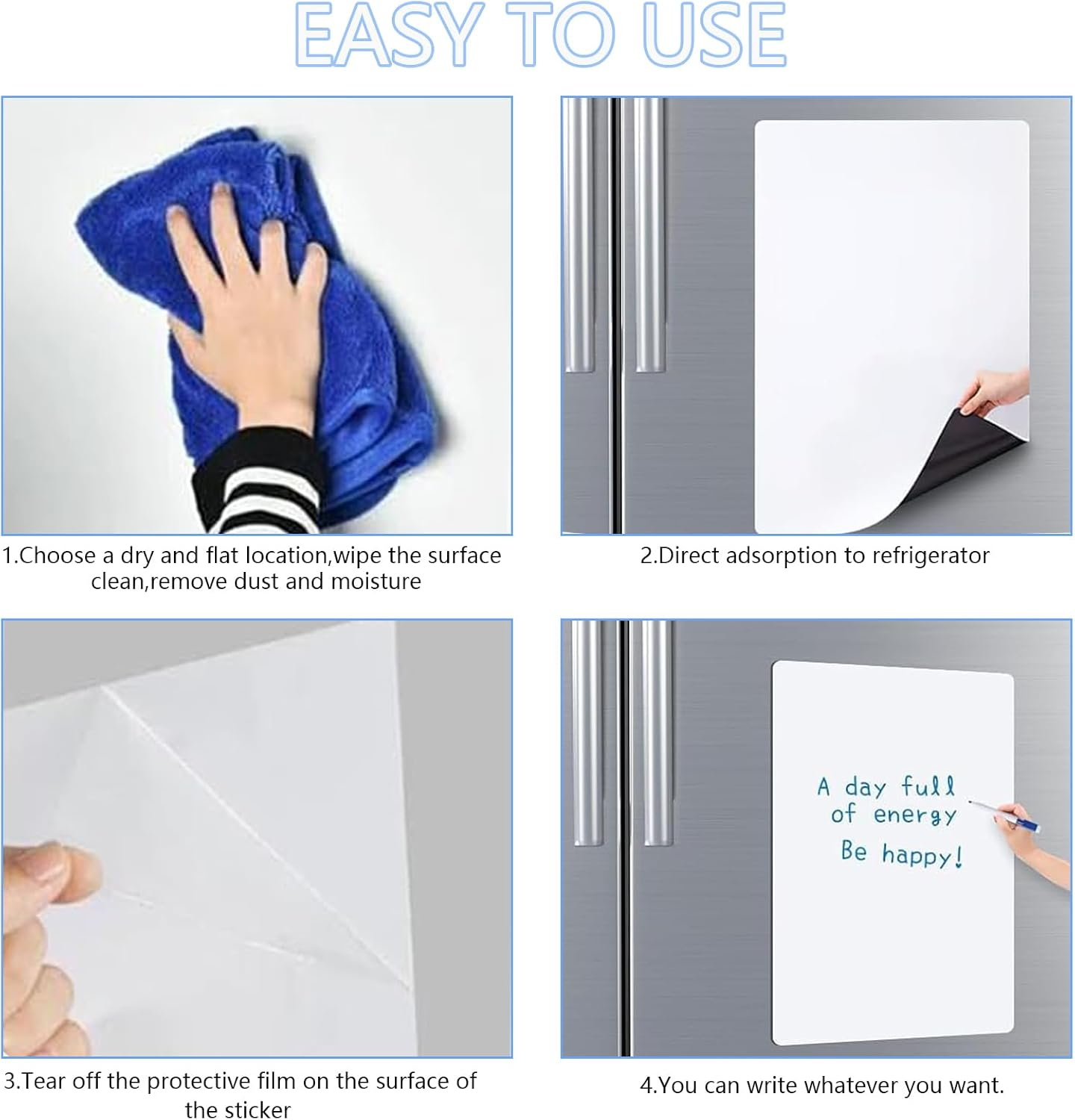 Magnetic Whiteboard for Fridge,Reusable Dry Erase Board Self Adhesive for Office,School,Home,12X8 Inch,White image number 5