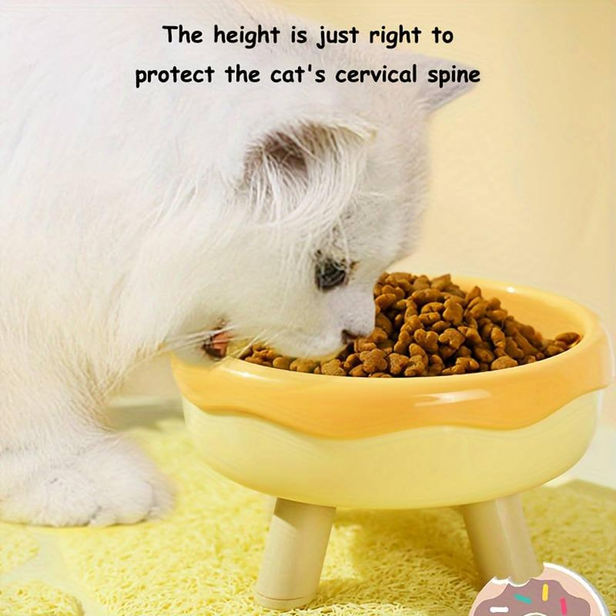 AIMALL Elevated Cat Bowl Donut Design | Anti-Knock High Bowl for Cats & Dogs | Ergonomic Pet Feeding Bowl | Non-Slip Food & Water Basin | Cervical Spine Protection | Sizes: 5.6 X 3.3 Inches - Green image number 4
