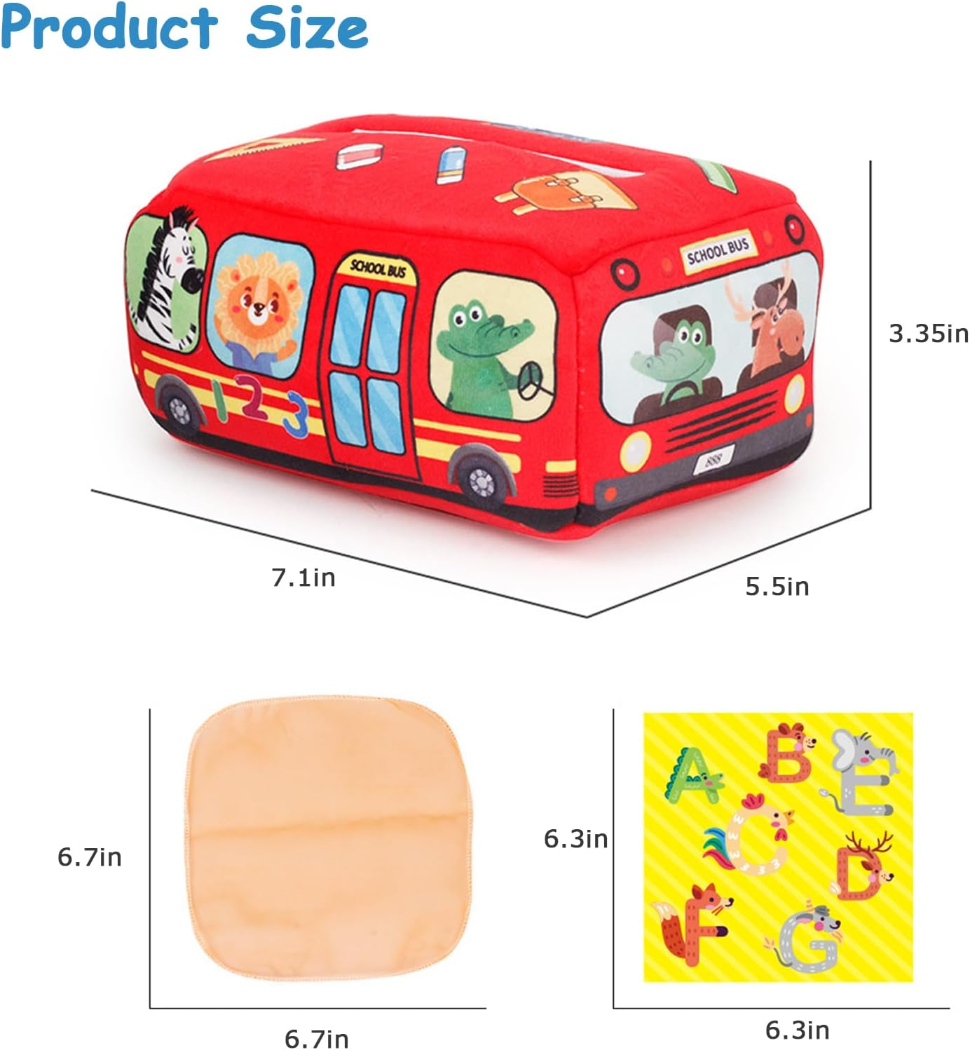 Lenamos Baby Toys 0-24Months, Tissue Box Toy Montessori for Babies 1-2 Year Old Toddlers, Soft Stuffed High Contrast Crinkle Infant Sensory Toys, Boys&Girls Kids Early Learning Newborns Gifts image number 4