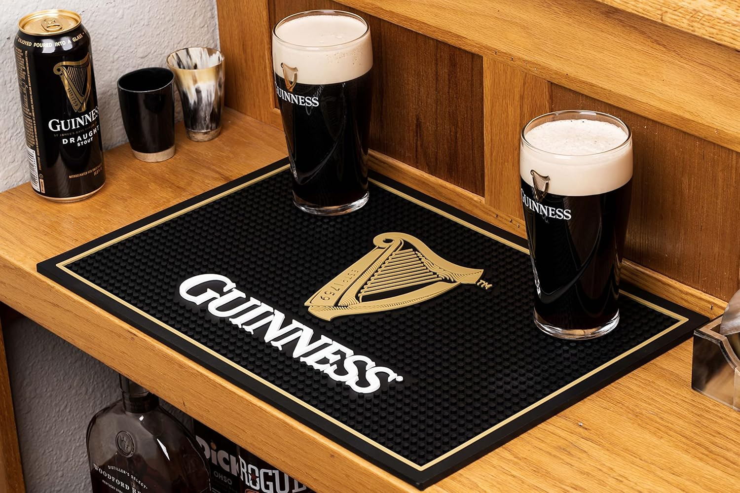 Guinness Bar and Spill Mat for Countertops | Irish Rubber Bar Mat for Drips with Guinness Harp Logo | Professional Bar Service Mat with Guinness Beer, 18 X 12&rdquo; Compatible image number 3