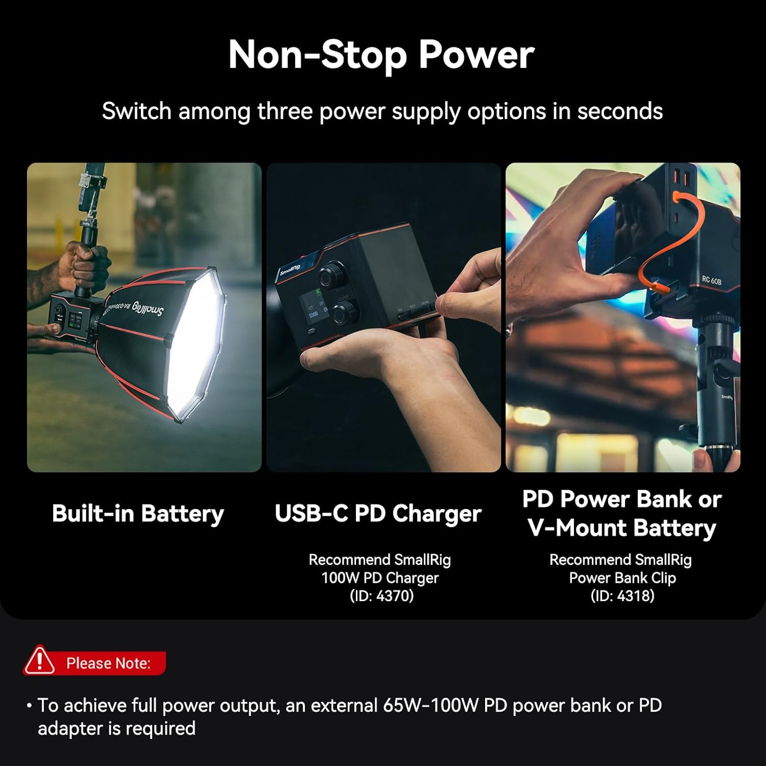 Smallrig RC 60B COB Video Light (Lite Edition) with Built-In 3400Mah Battery & Type-C PD Fast Charging, Bicolor LED Video Light for Shooting, Continuous Output Light with 9 Light Effects - 4518 image number 4