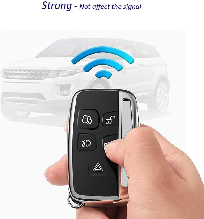 Kelay Land Rover Key Cover, Silicone Key Cover for Land Rover Range Rover Discovery Sport Evoque Velar Freelander, Jaguar XE XF XJ XJL XEL XFL F-Pace, TPU Range Rover Key Cover - Silver image number 3