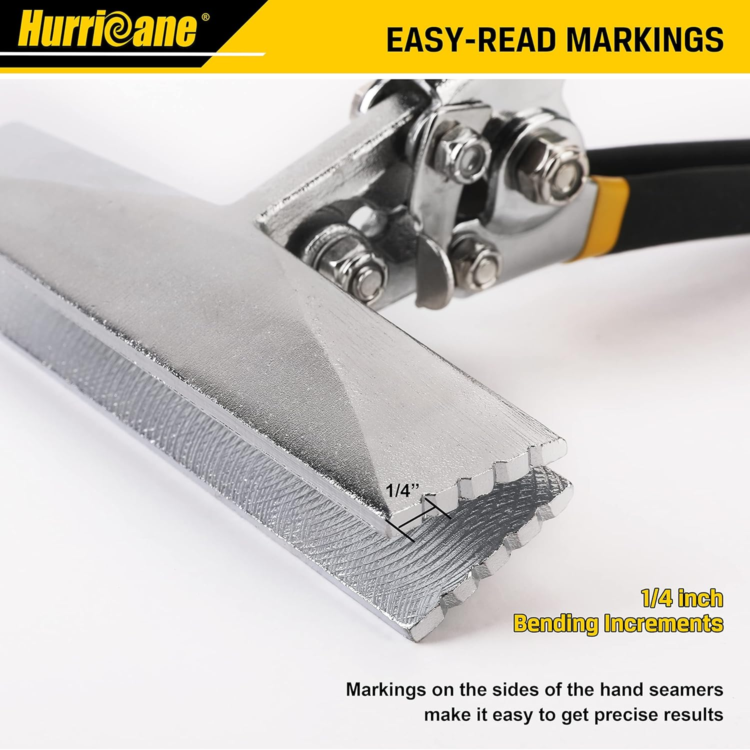 Hurricane 6 Inch Straight Jaw Sheet Metal Hand Seamer Non-Slip Pitted Handles image number 1