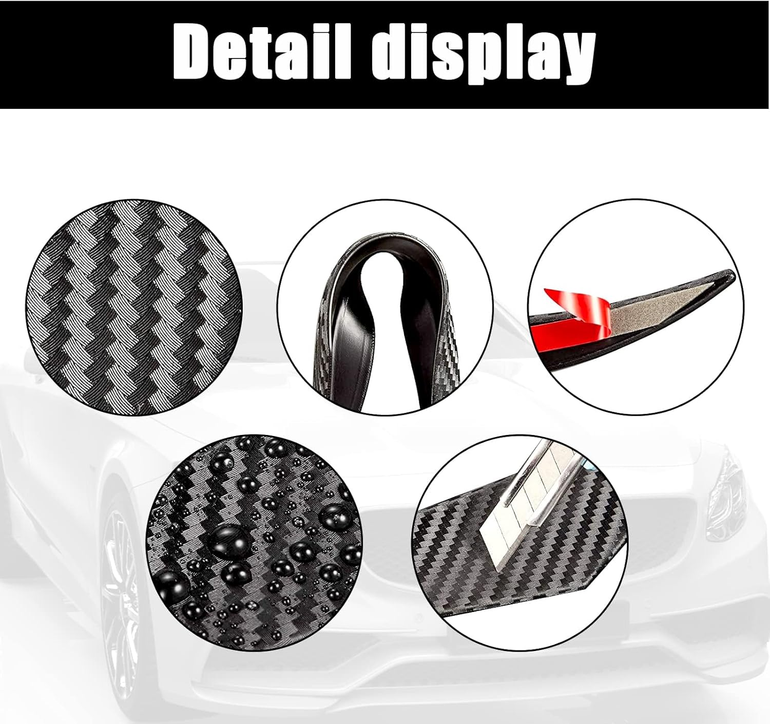 6 PCS Car Spoiler, Car Front Bumper Lip Splitter, Carbon Fiber Spoiler, Car Body Auto anti Collision Strip Decoration, Car Sticker (Carbon Fiber Black) image number 4