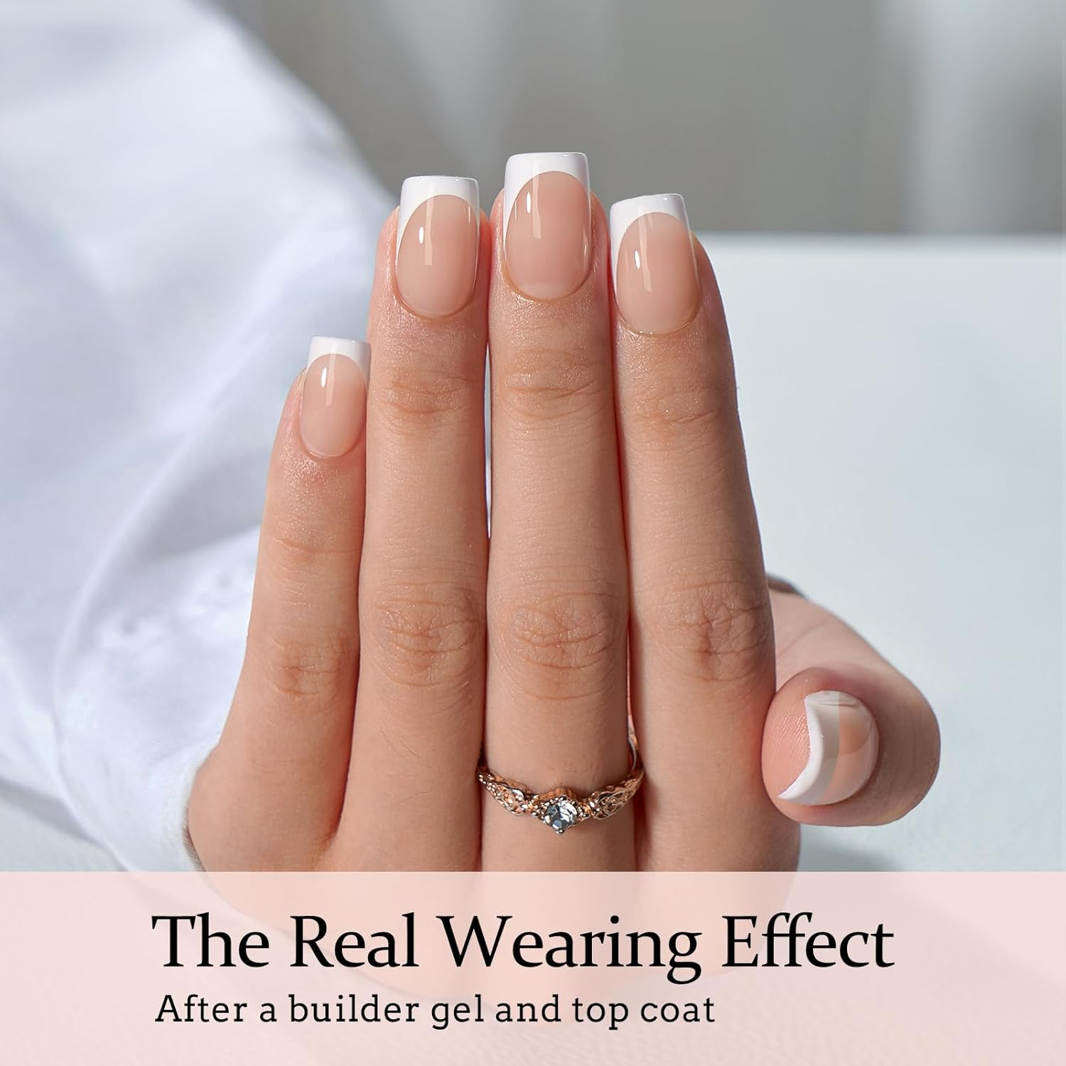 Btartboxnails XCOATTIPS French Tip Nails - Short Press on Nails, 160 Pcs Nude Square Soft Gel Nail Tips Pre-Applied Tip Primer & Base Coat, No Need File False Nails for Home DIY, 16 Sizes image number 4