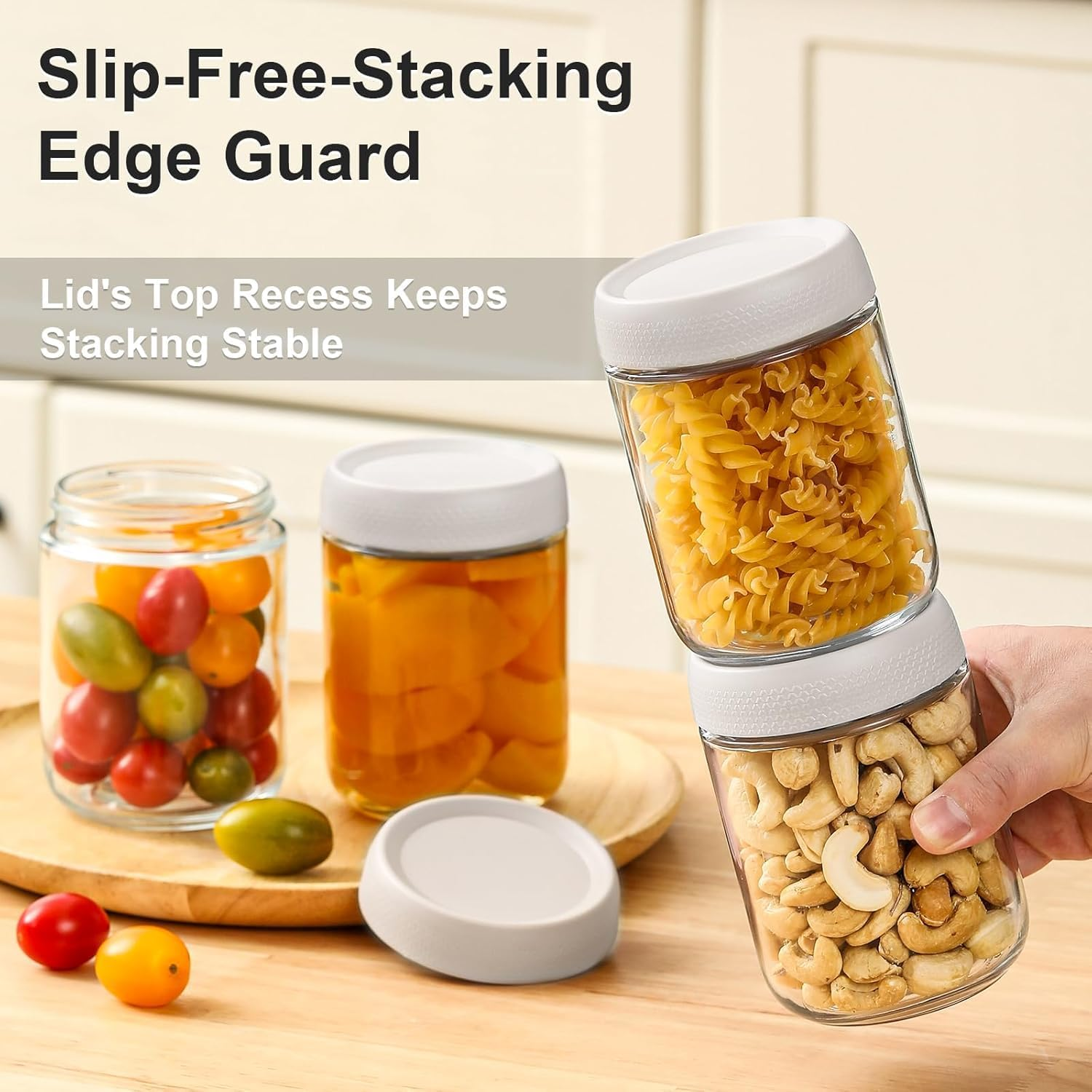 6 Pack Overnight Oats Containers with Lids, 16Oz Clear Glass Mason Jars with Airtight Lids, Breakfast Oatmeal Container to Go, Salad Meal Prep Jars for Salad Food Cereal Snacks Pudding Yogurt Storage