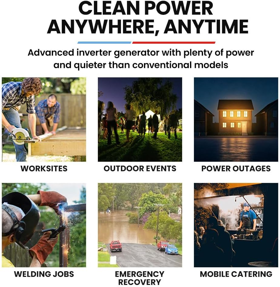 GENPOWER 3.6Kw Peak 3.2Kw Open Frame Inverter Generator RCD Petrol Site Portable image number 4