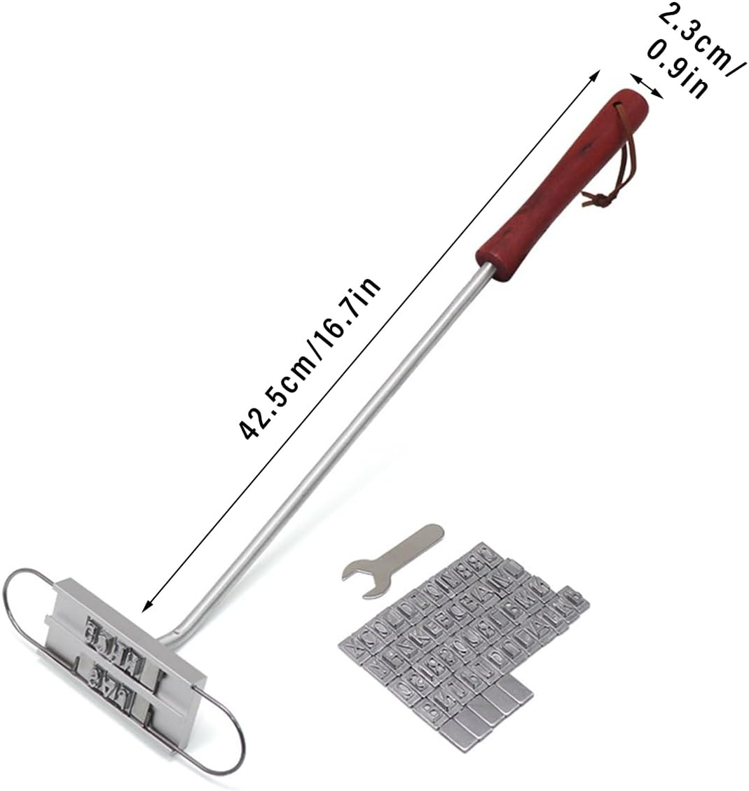 AIMALL BBQ Branding Iron with English Alphabet Letters - Long Handle Customisable Grill Tool for Personalised Barbecue Meat, 16.7In Durable Stainless Steel image number 1