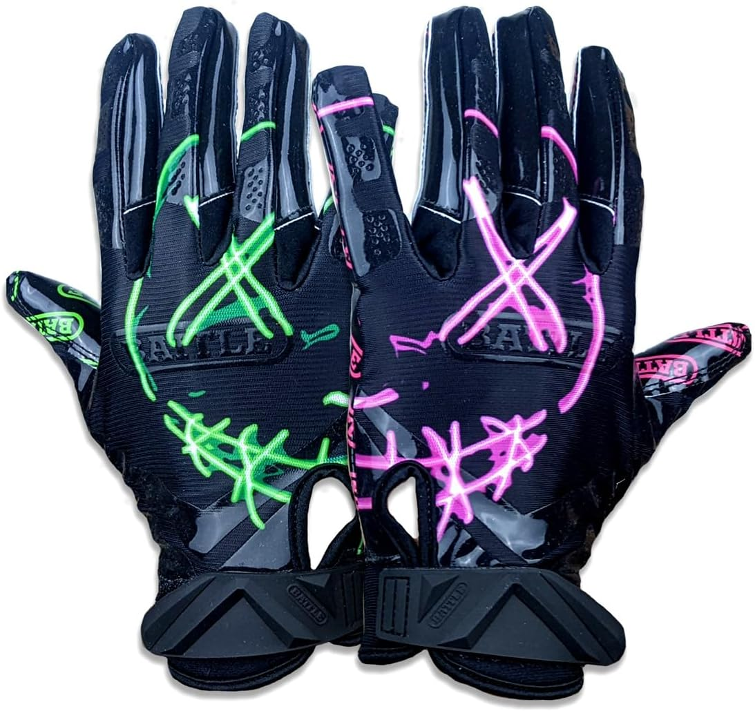 Battle Sports Nightmare 2.0 Wide Receiver Football Gloves - Adult and Youth Football Gloves - Ultra Grip Gloves - image number 1