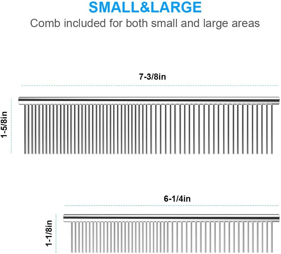 Custelen 2 Pack Dog Combs with Rounded Ends Stainless Steel Teeth - Professional Grooming Tool for Long and Short Haired Pets (6.3IN/7.4IN) image number 1