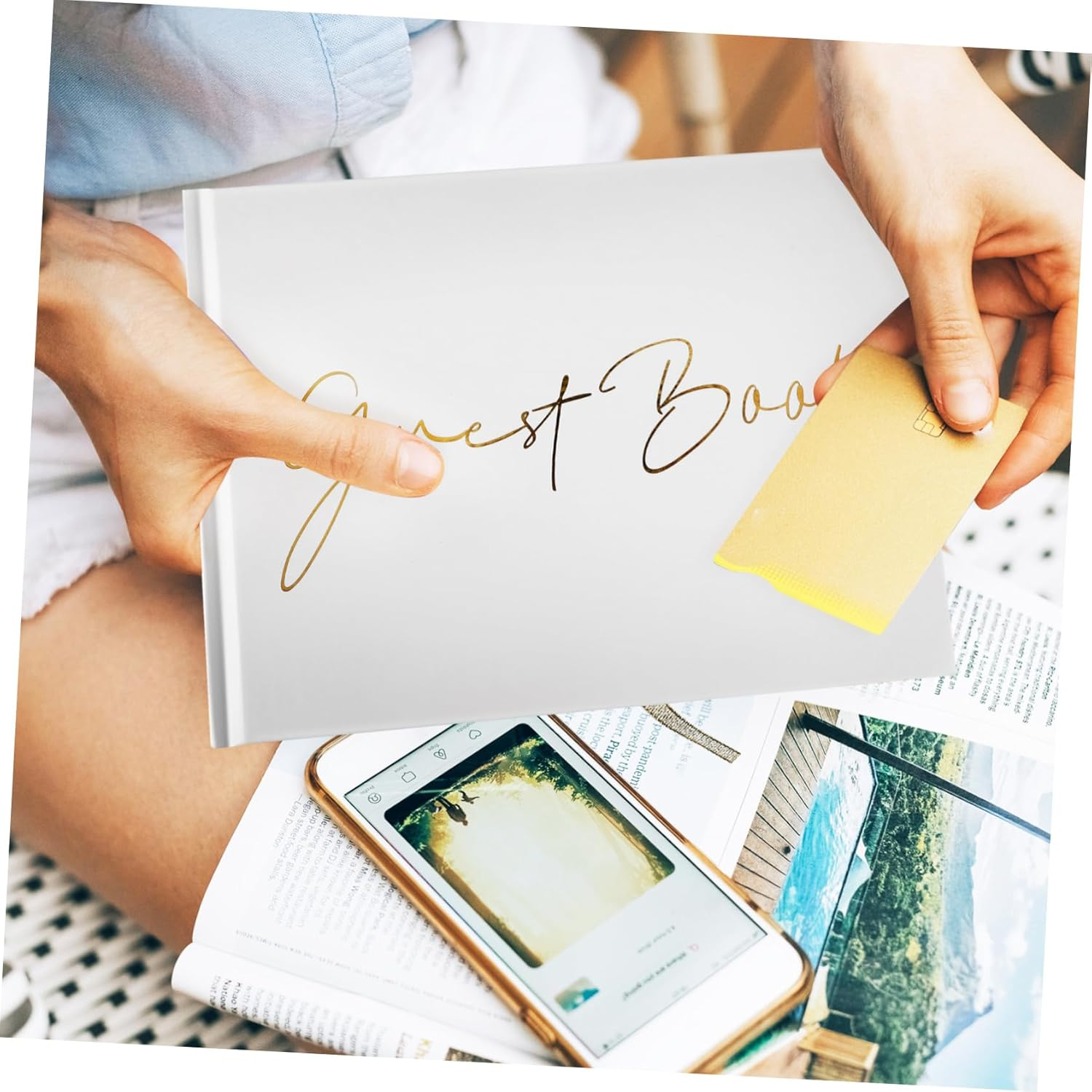 BESTOYARD Wedding Guest Book Album Elegant Foil Design for Weddings Birthdays and Special Events Versatile Memory Keepsake with Ample Pages for Messages and Photos image number 3