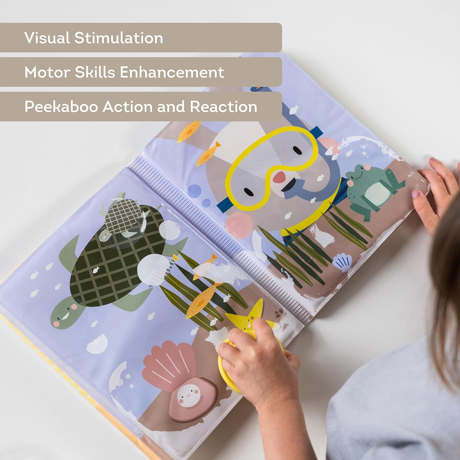 Taf Toys Peek-A-Boo Water Book, Reusable Water-Reveal Activity Book for Toddlers 18+ Months image number 2