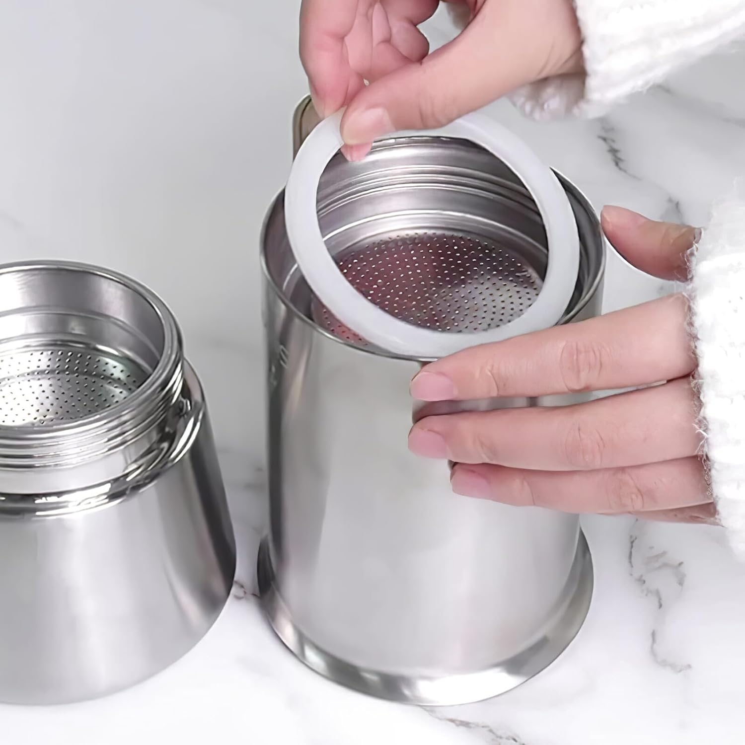 BESTYASH 10Pcs Silicone Seal Gasket Set with Filters for 9-Cup 450Ml Stovetop Espresso Coffee Maker, Replacement Coffee Machine Spare Parts for Travel Mugs and Espresso Pots image number 4